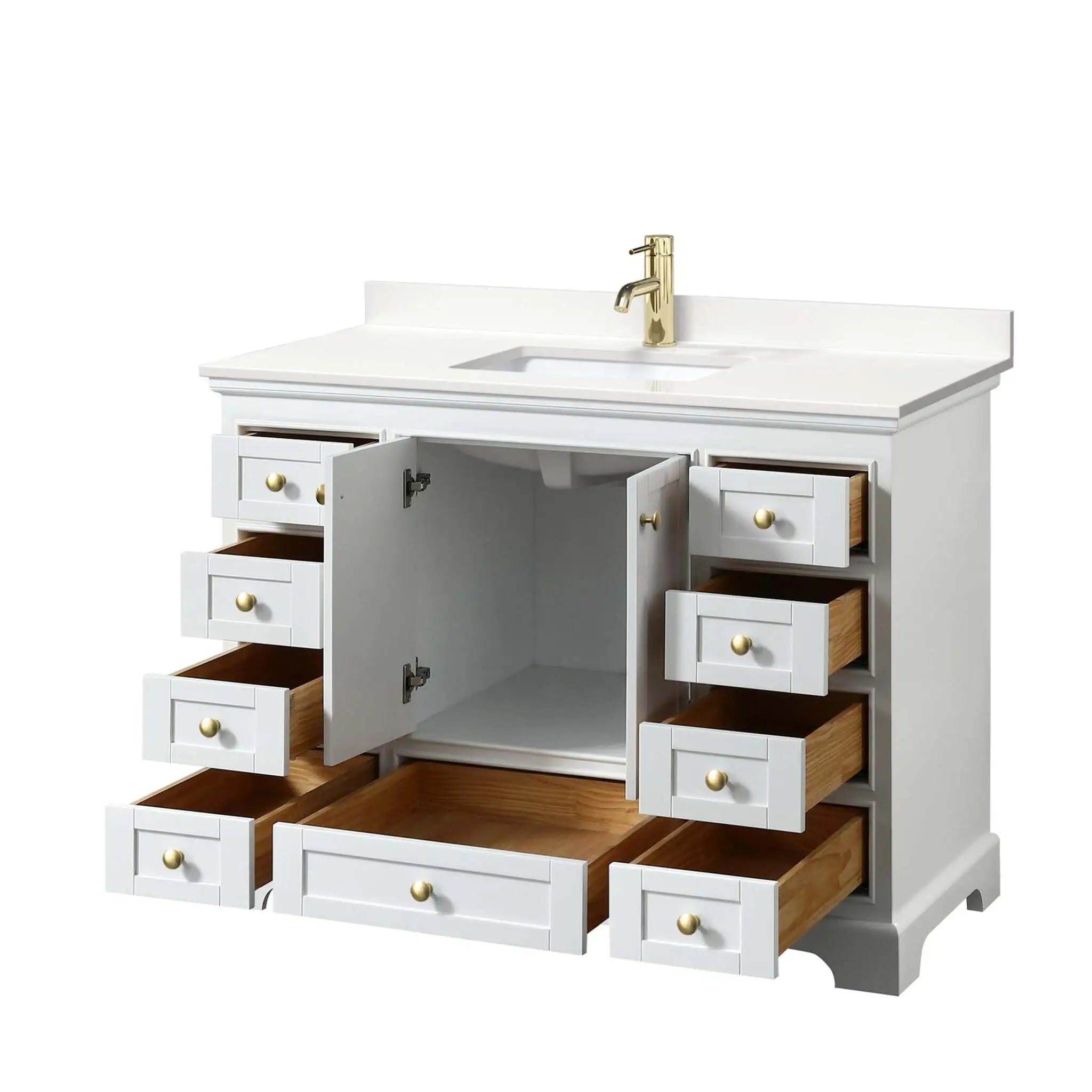 48" Deborah Single Bathroom Vanity in White with Brushed Gold Trim by Wyndham