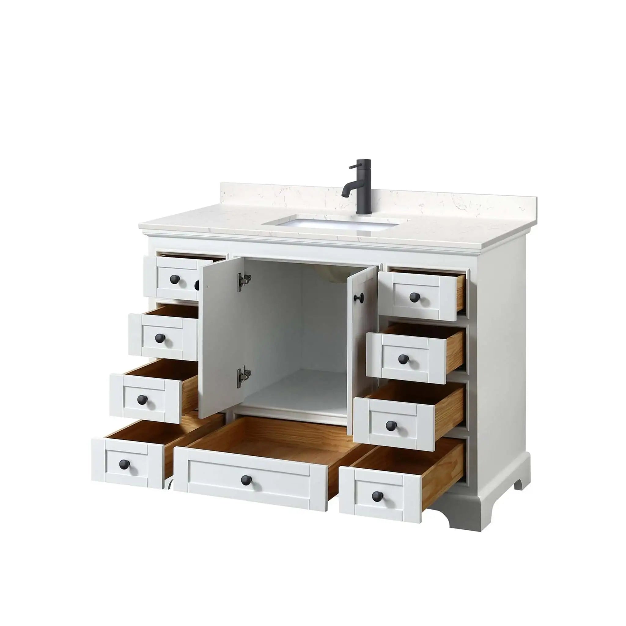 48" Deborah Single Bathroom Vanity in White with Matte Black Trim by Wyndham