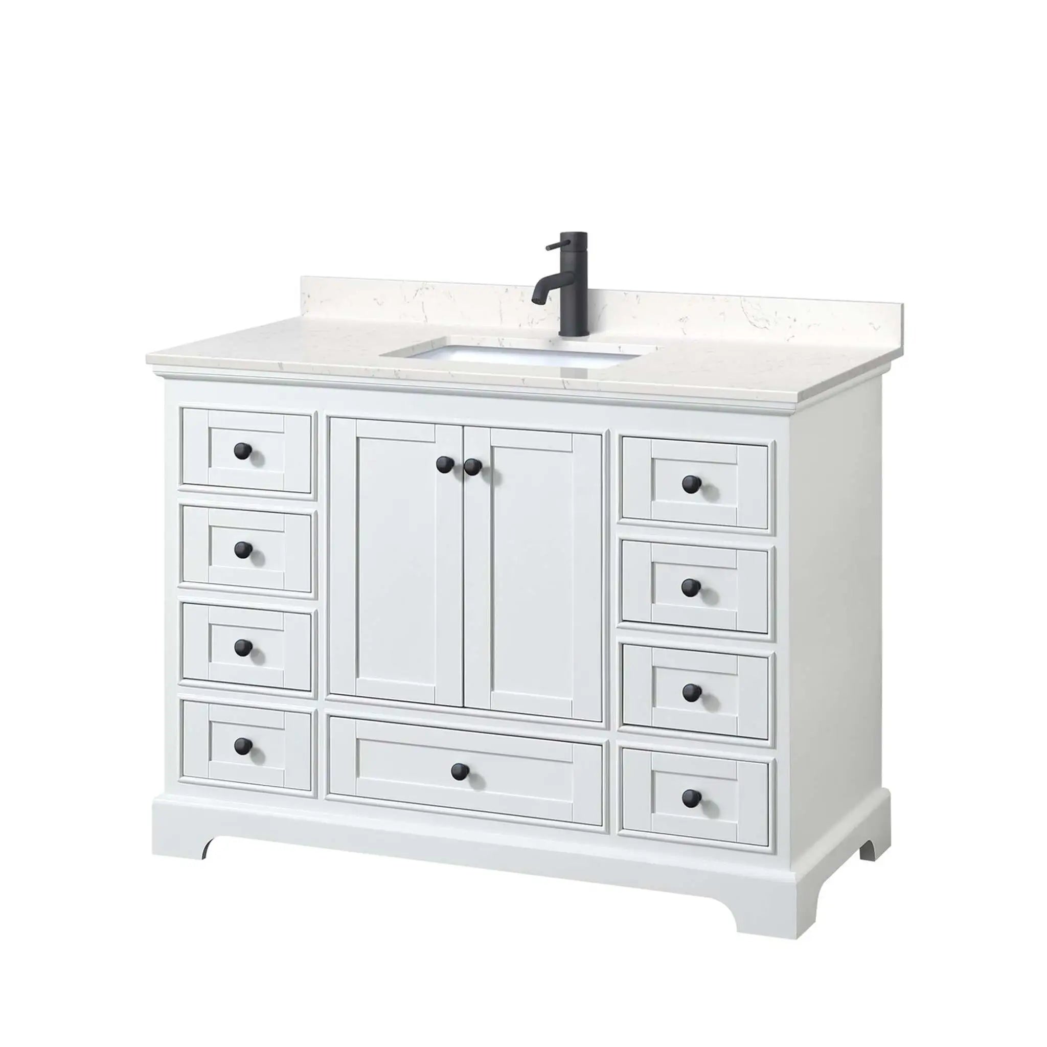 48" Deborah Single Bathroom Vanity in White with Matte Black Trim by Wyndham