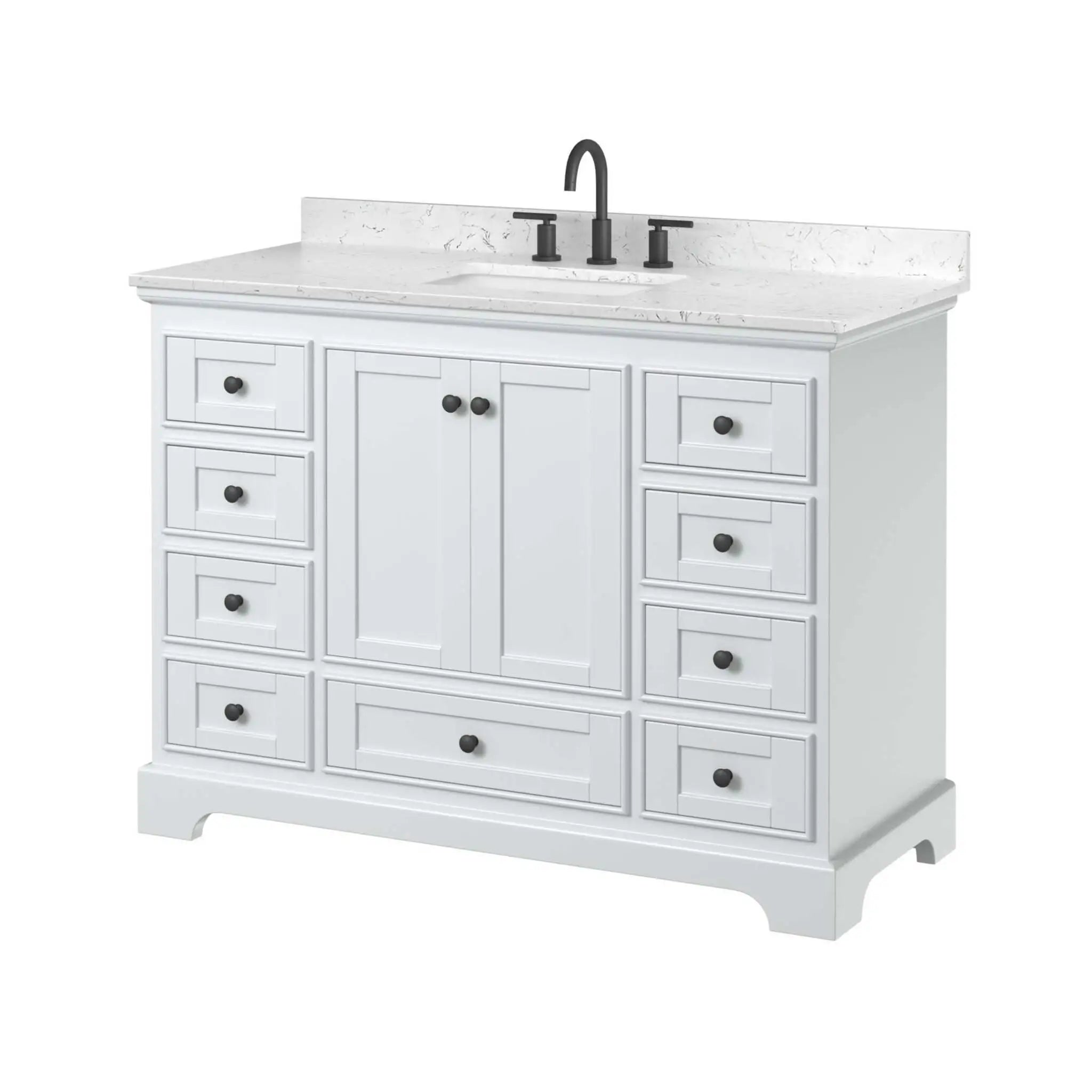 48" Deborah Single Bathroom Vanity in White with Matte Black Trim by Wyndham