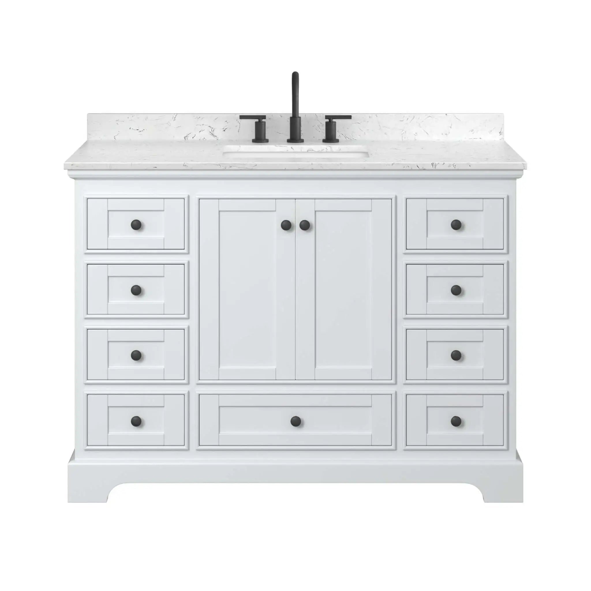 48" Deborah Single Bathroom Vanity in White with Matte Black Trim by Wyndham