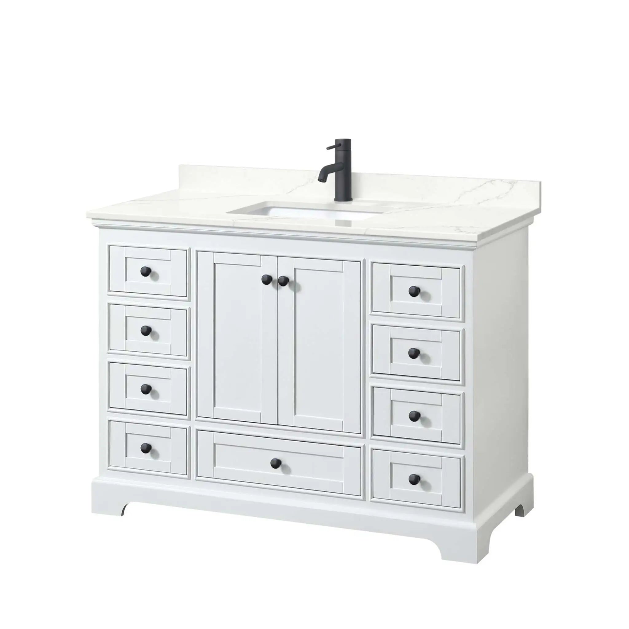 48" Deborah Single Bathroom Vanity in White with Matte Black Trim by Wyndham