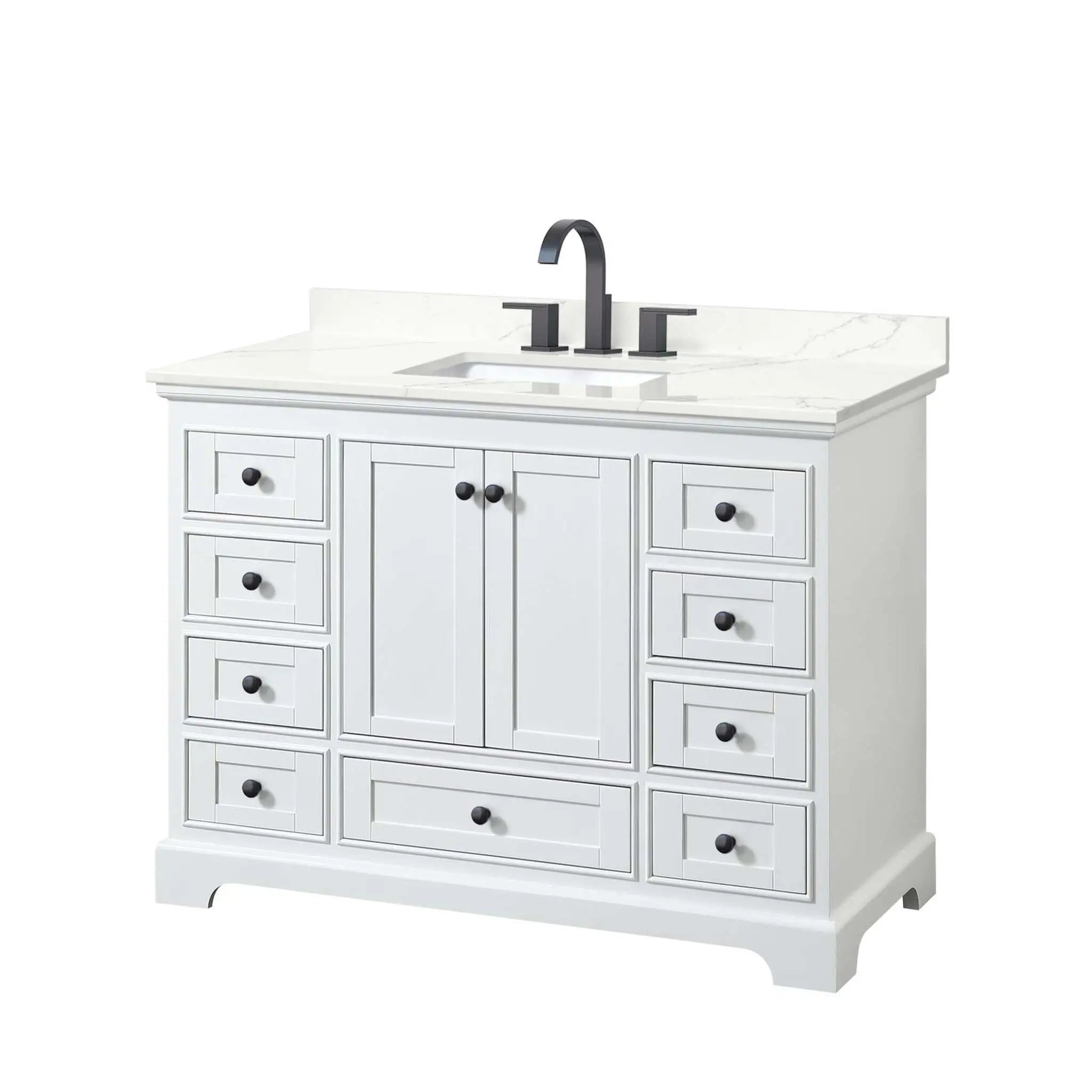 48" Deborah Single Bathroom Vanity in White with Matte Black Trim by Wyndham