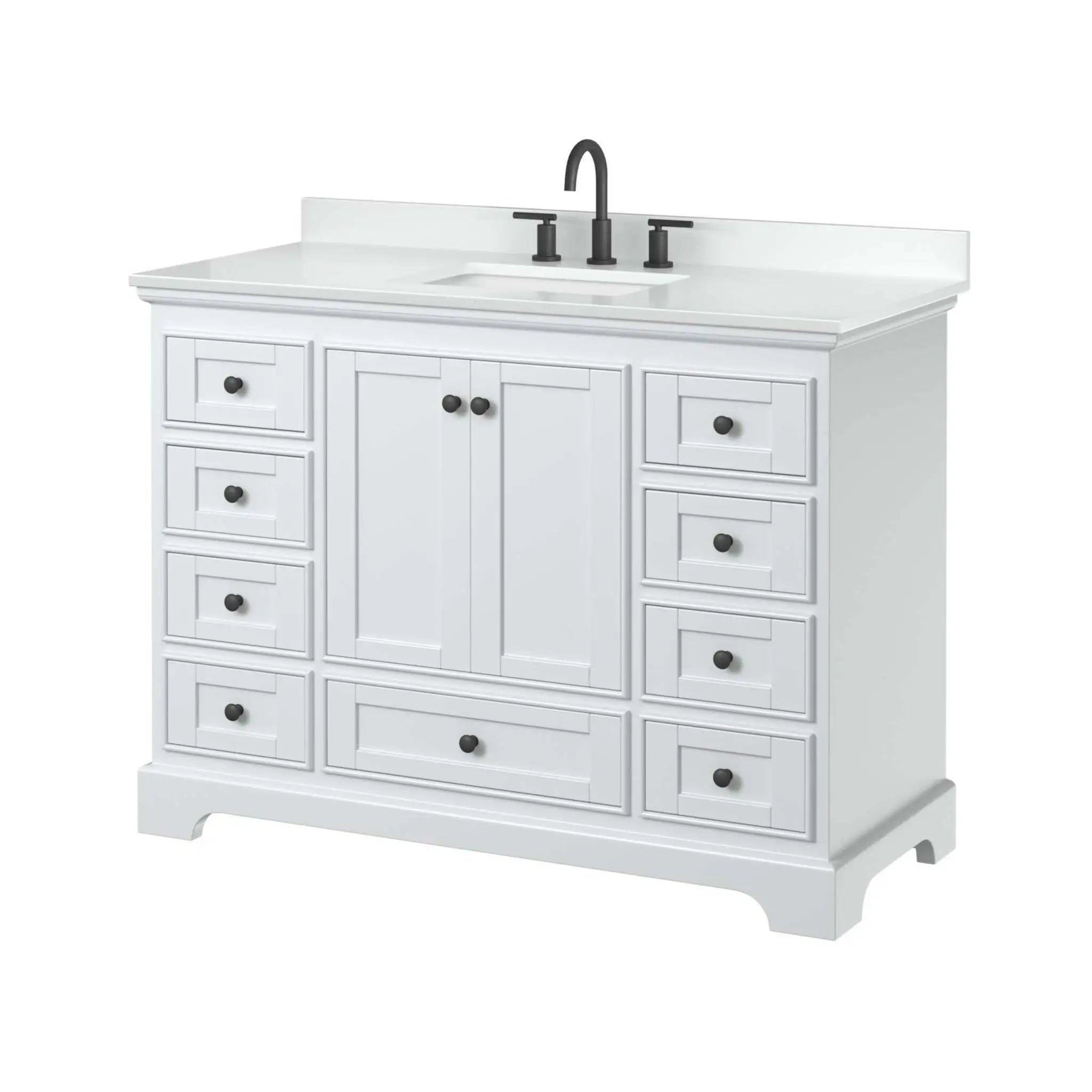 48" Deborah Single Bathroom Vanity in White with Matte Black Trim by Wyndham