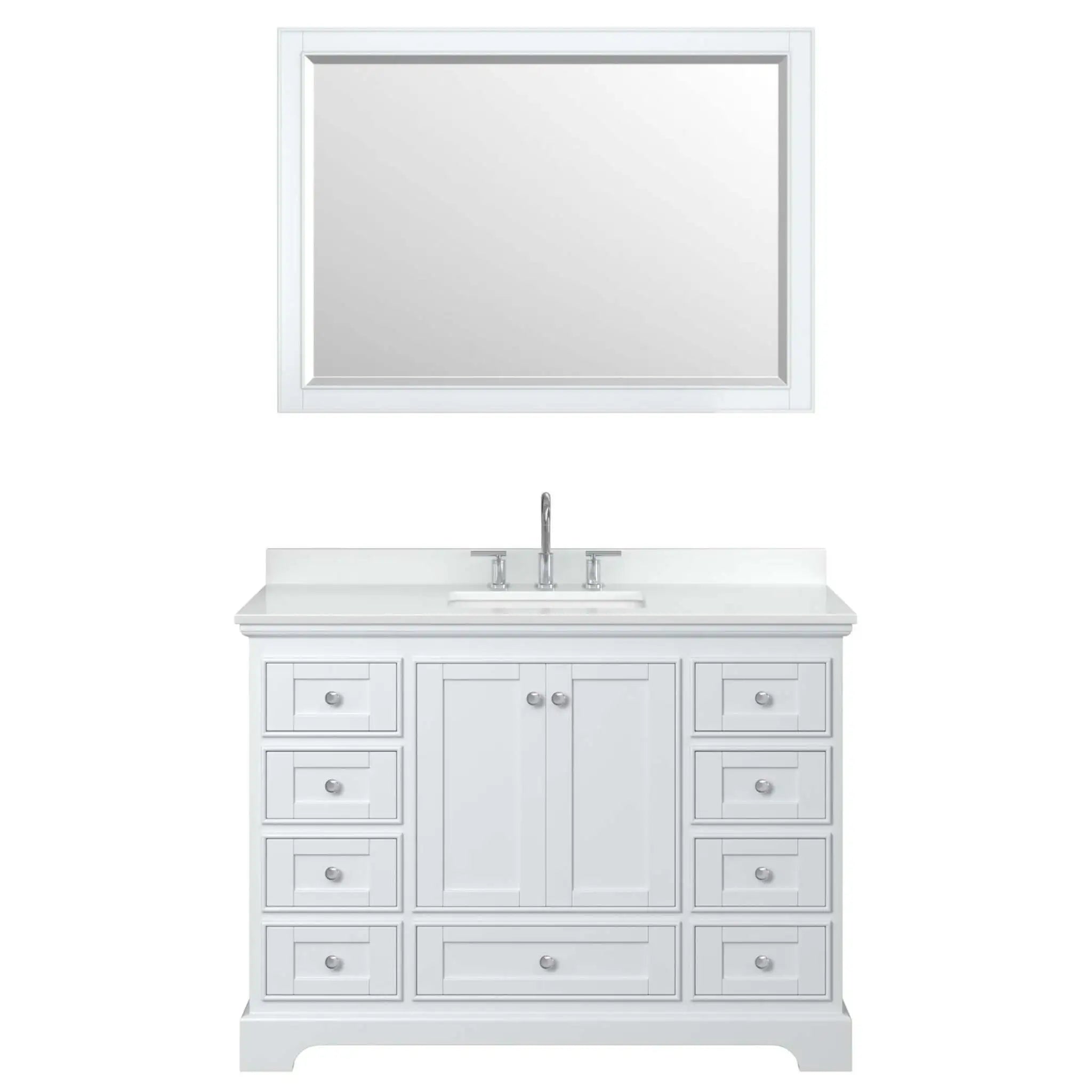 48" Deborah Single Bathroom Vanity in White with Polished Chrome Trim & 46" Mirror by Wyndham