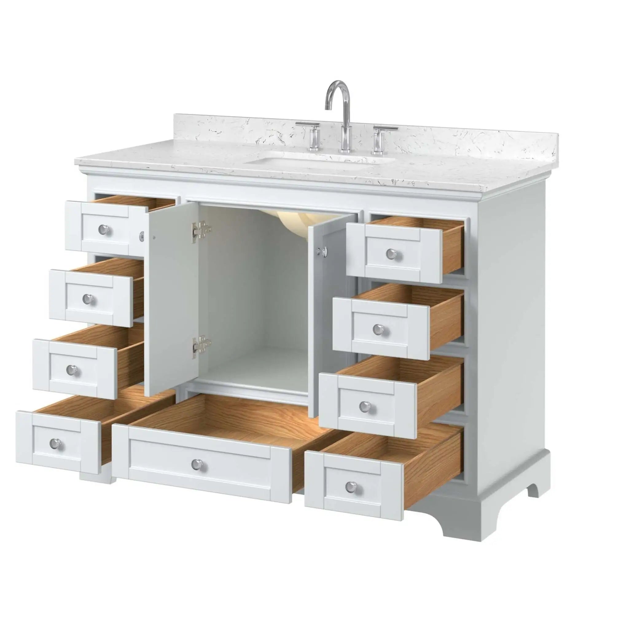 48" Deborah Single Bathroom Vanity in White with Polished Chrome Trim by Wyndham