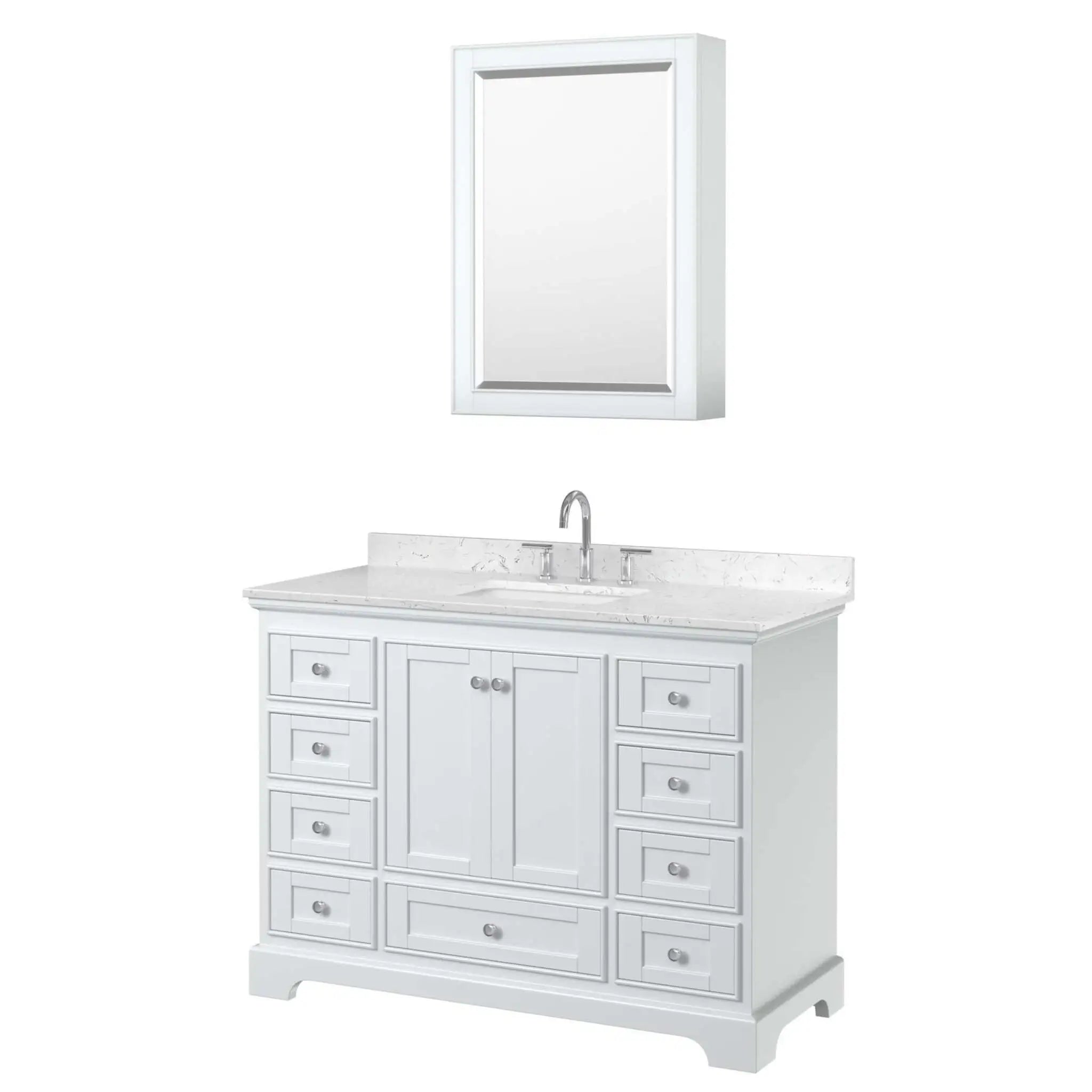 48" Deborah Single Bathroom Vanity in White with Polished Chrome Trim & Medicine Cabinet by Wyndham