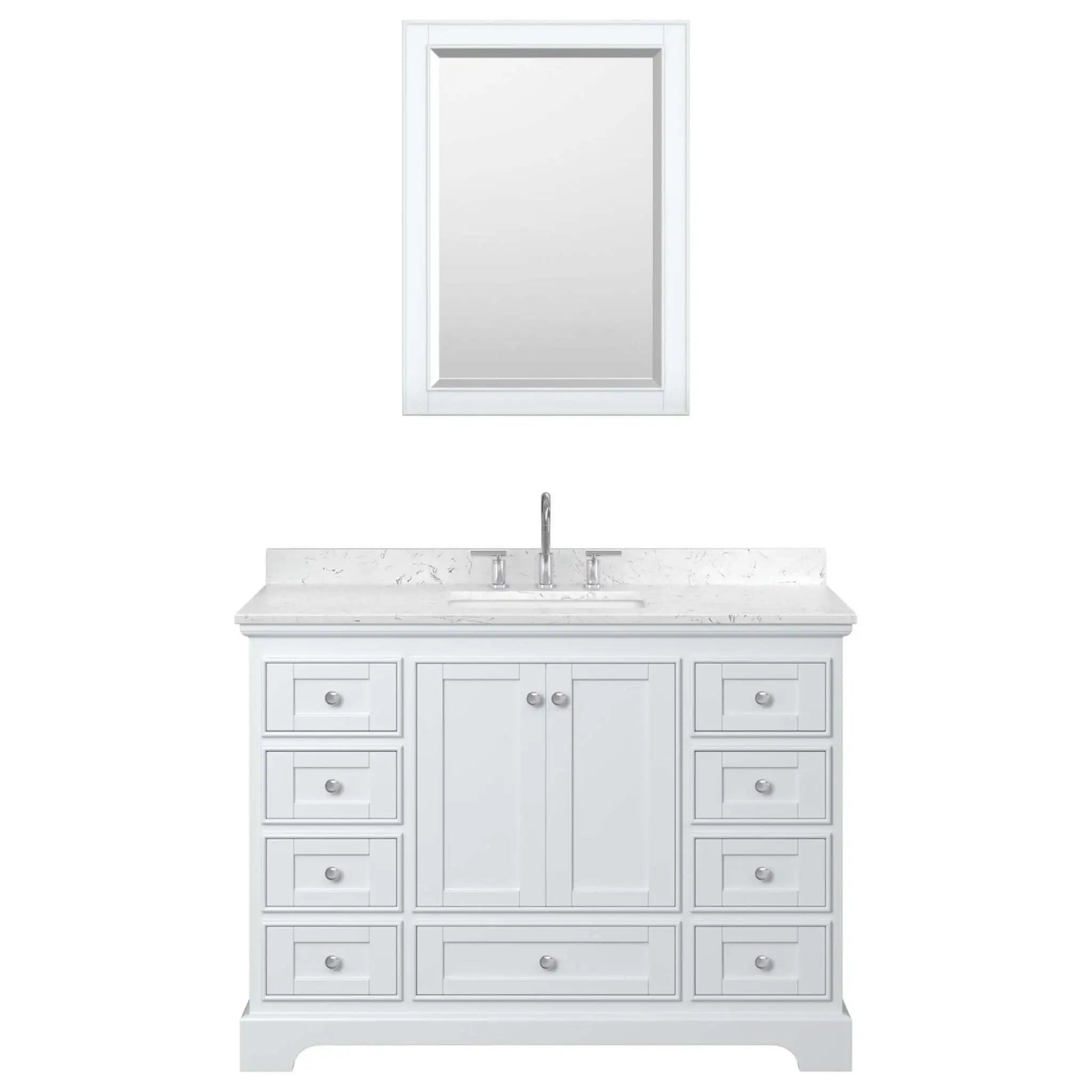 48" Deborah Single Bathroom Vanity in White with Polished Chrome Trim & Medicine Cabinet by Wyndham