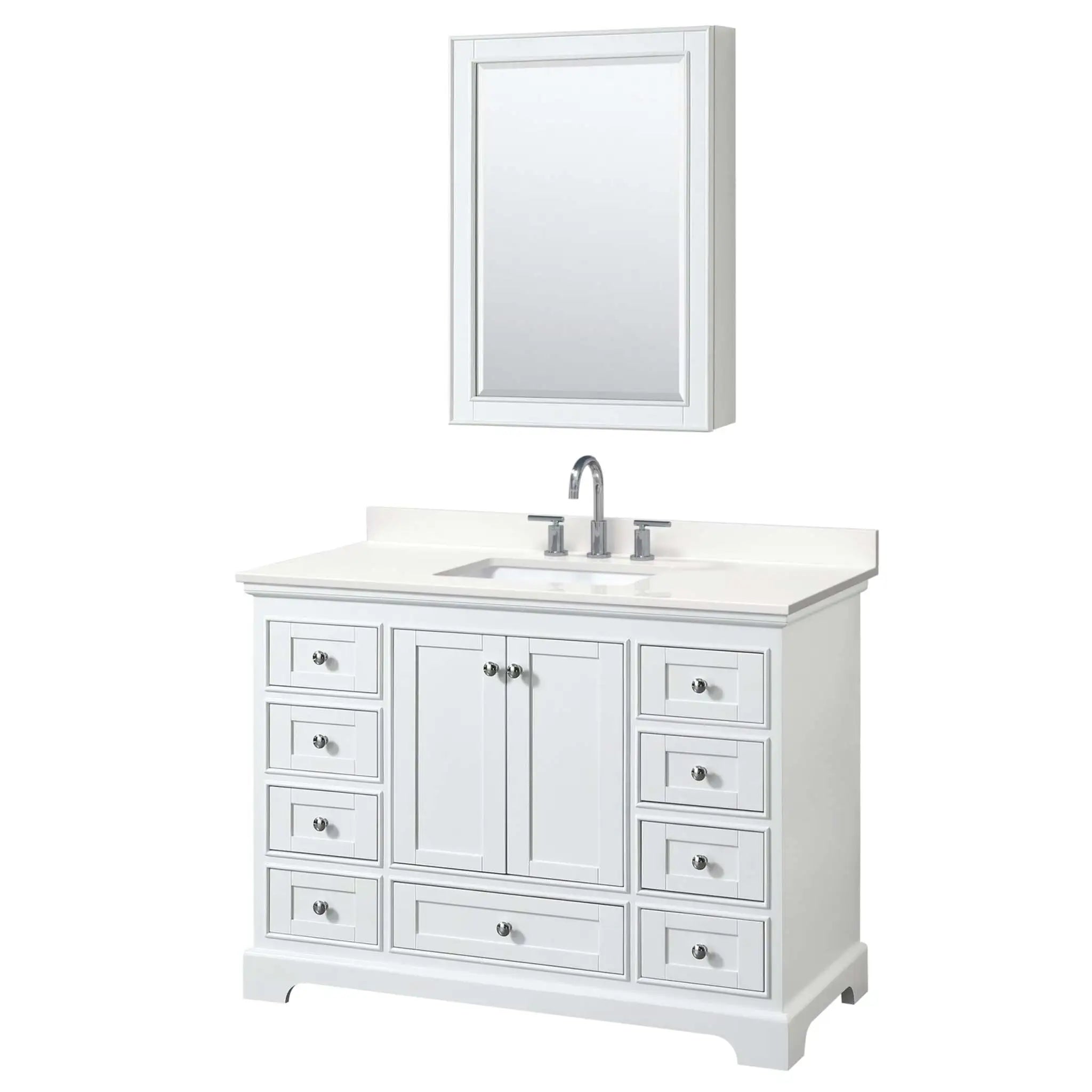 48" Deborah Single Bathroom Vanity in White with Polished Chrome Trim & Medicine Cabinet by Wyndham