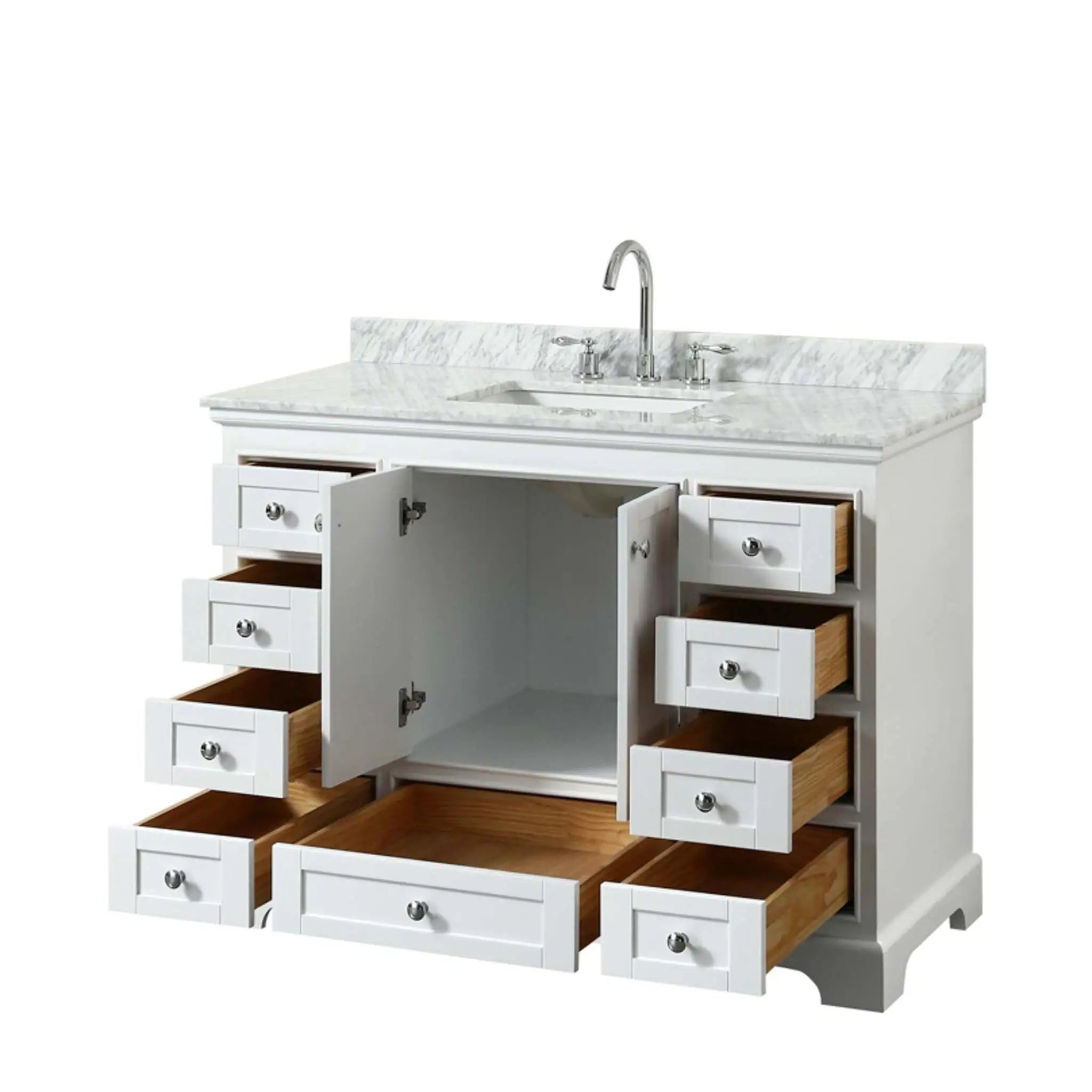 48" Deborah Single Bathroom Vanity in White with Polished Chrome Trim by Wyndham