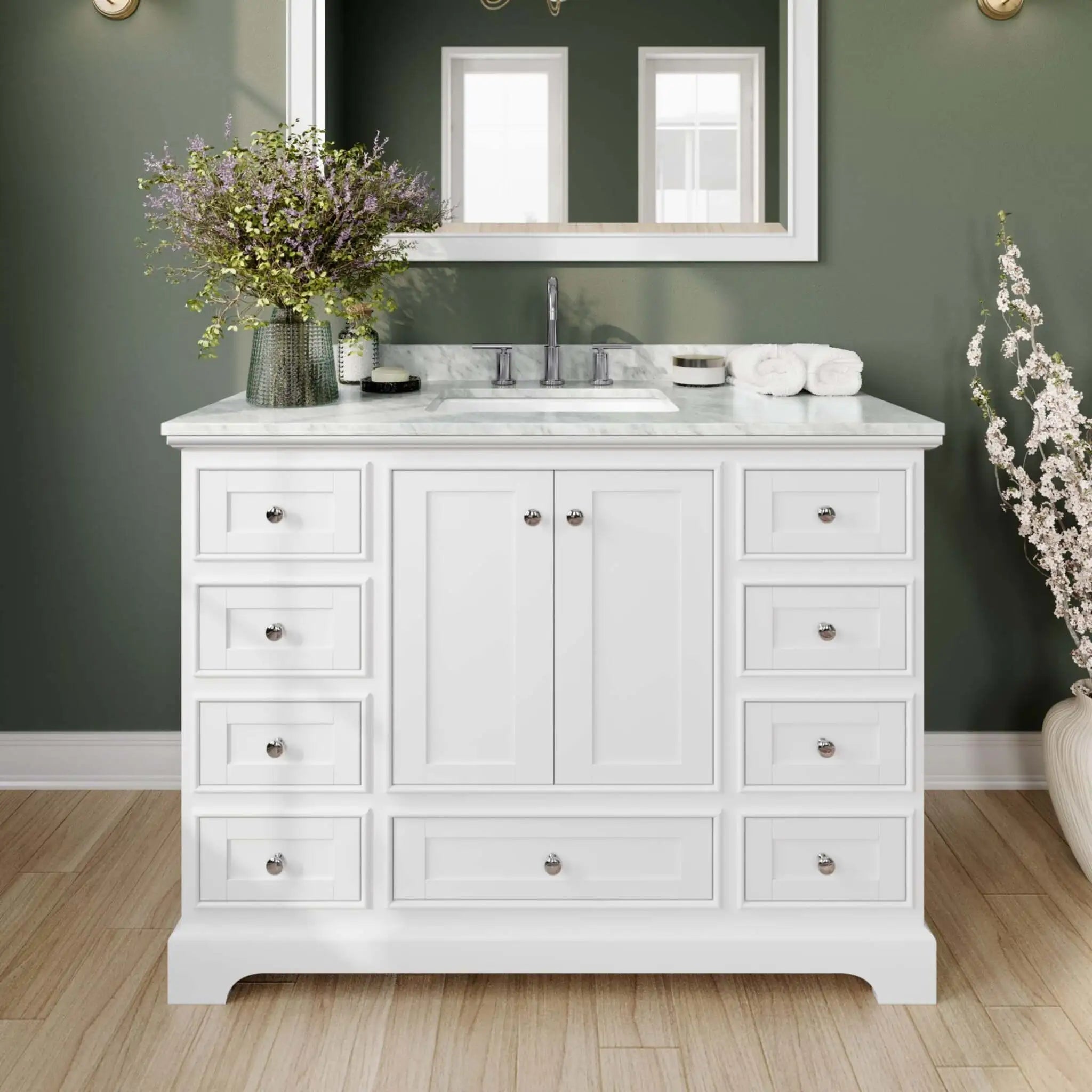 48" Deborah Single Bathroom Vanity in White with Polished Chrome Trim by Wyndham