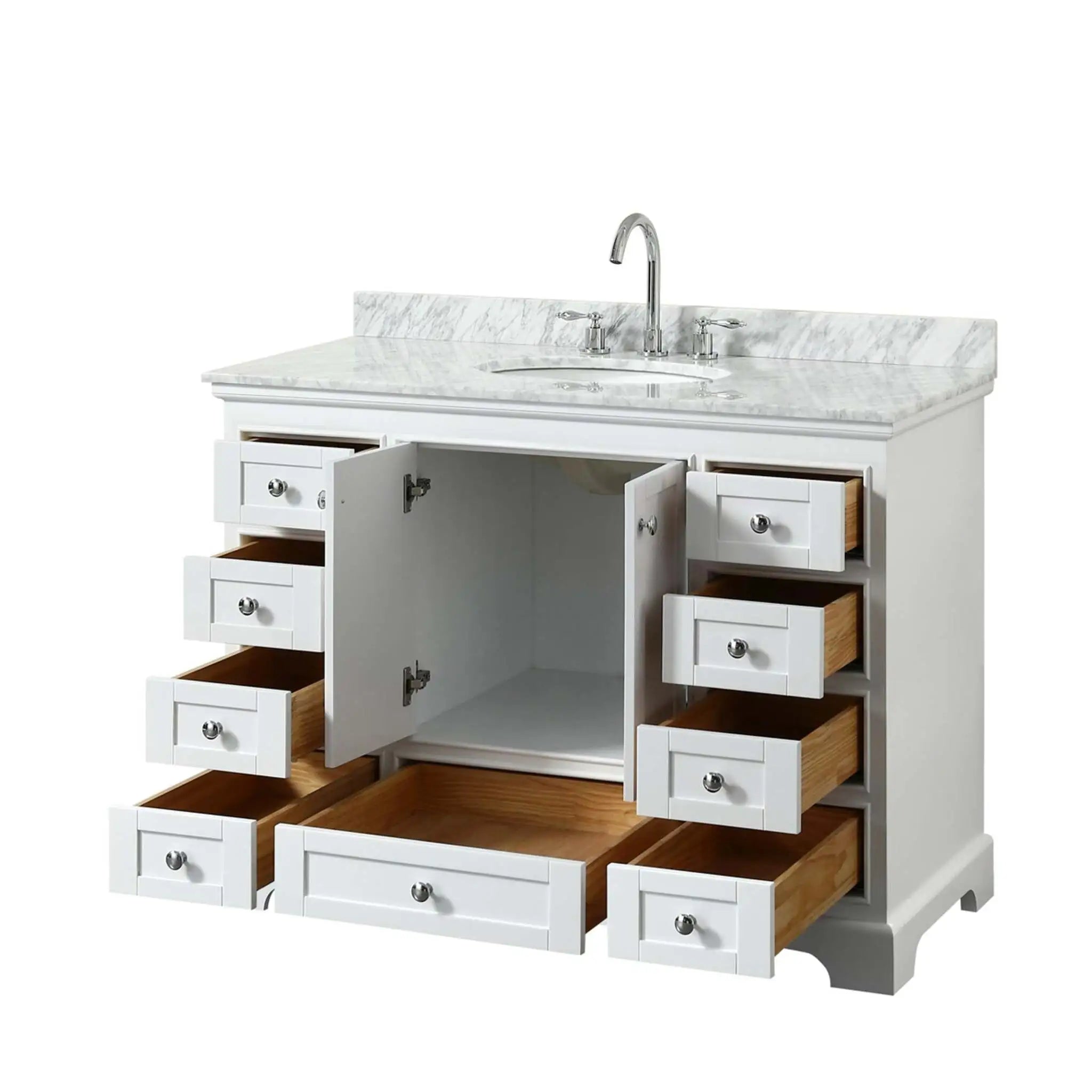 48" Deborah Single Bathroom Vanity in White with Polished Chrome Trim by Wyndham
