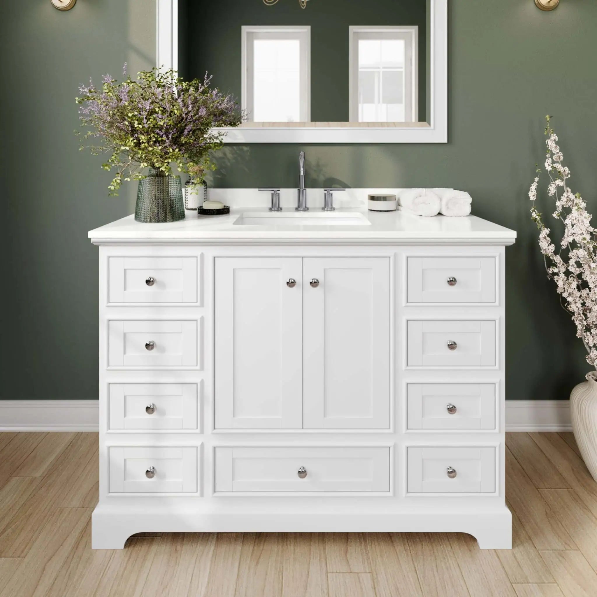 48" Deborah Single Bathroom Vanity in White with Polished Chrome Trim by Wyndham