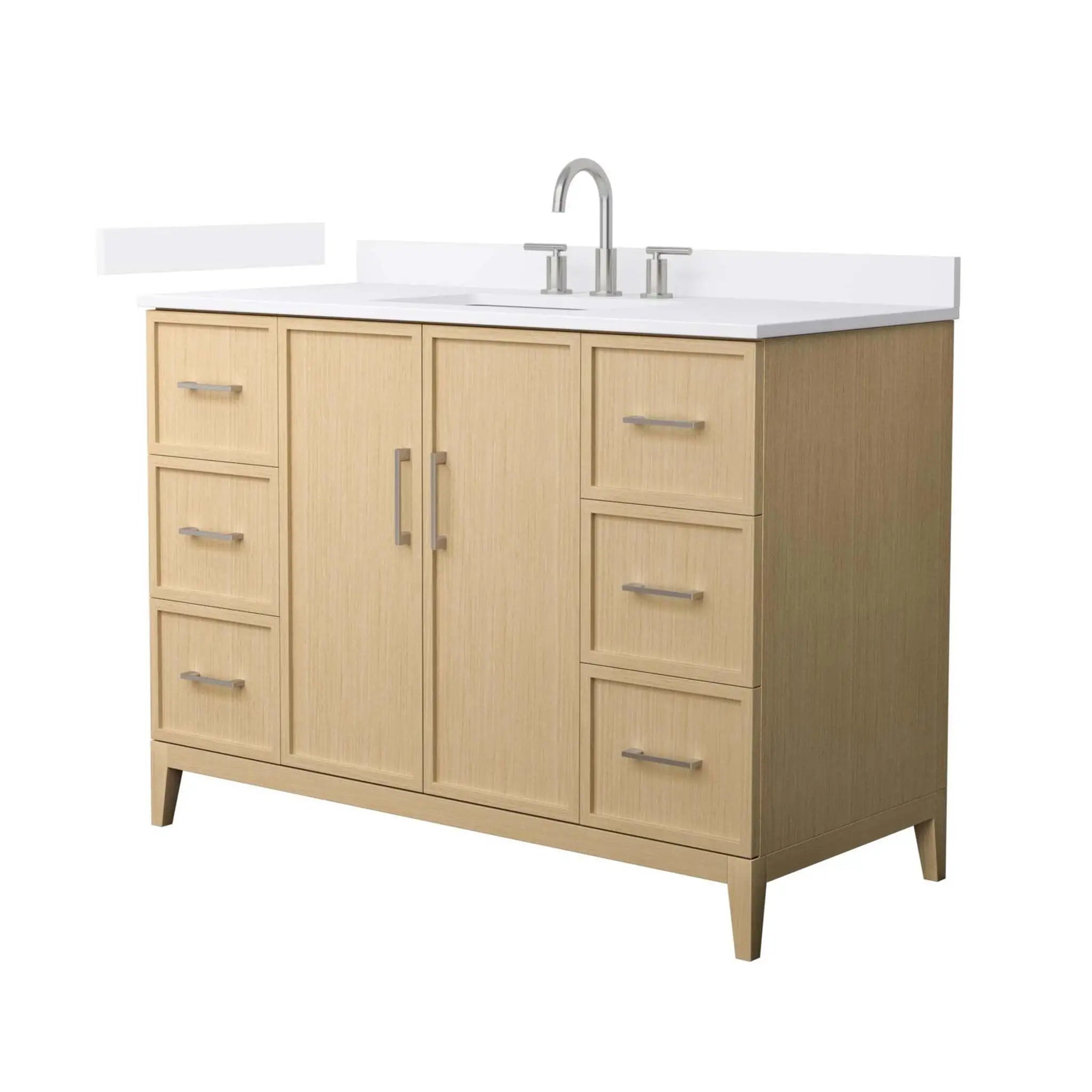 48" Elan Single Bathroom Vanity in White Oak with Brushed Nickel Trim by Wyndham