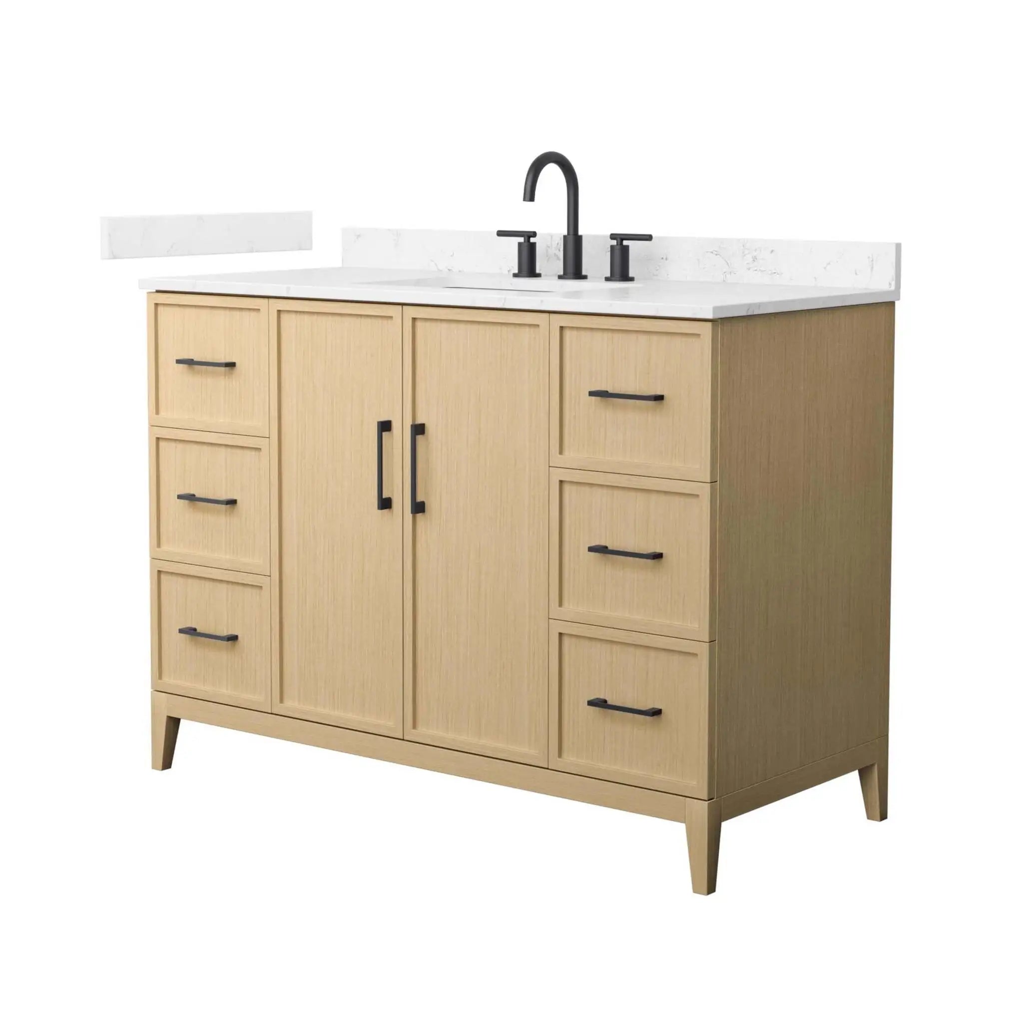 48" Elan Single Bathroom Vanity in White Oak with Matte Black Trim by Wyndham