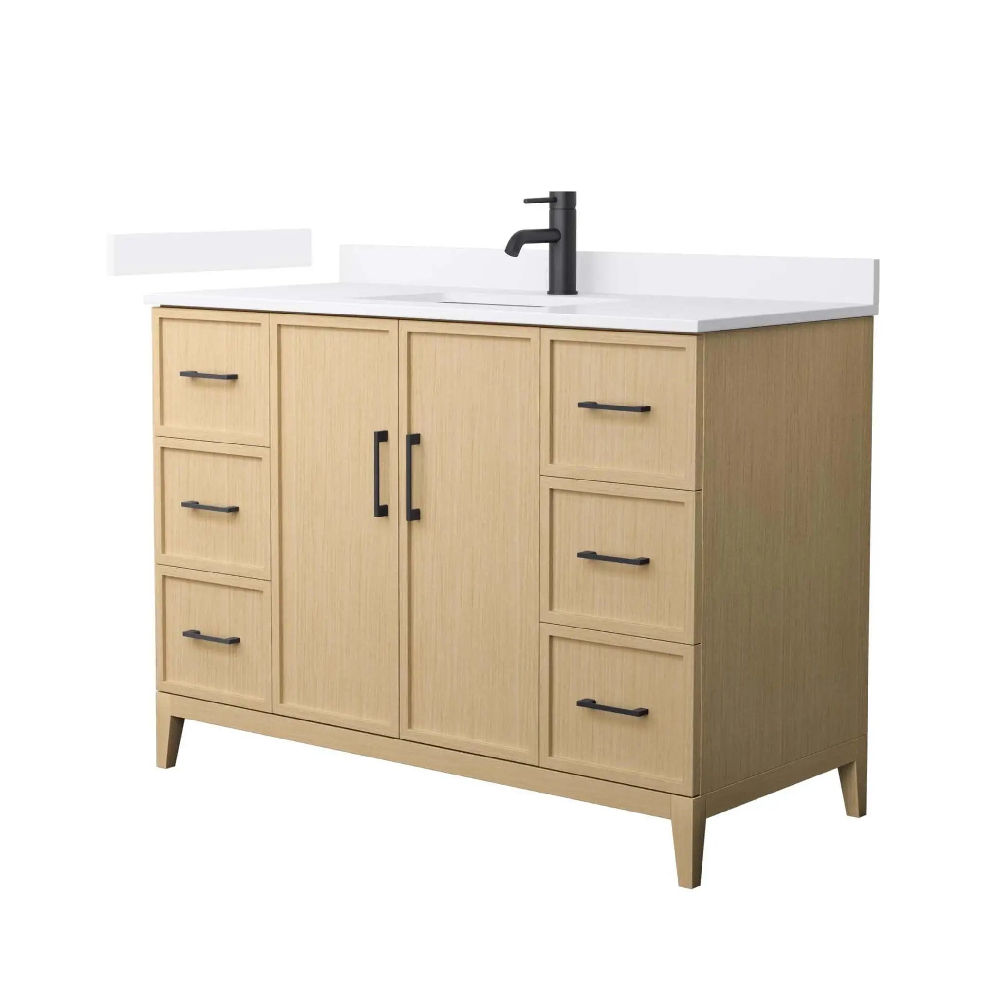 48" Elan Single Bathroom Vanity in White Oak with Matte Black Trim by Wyndham