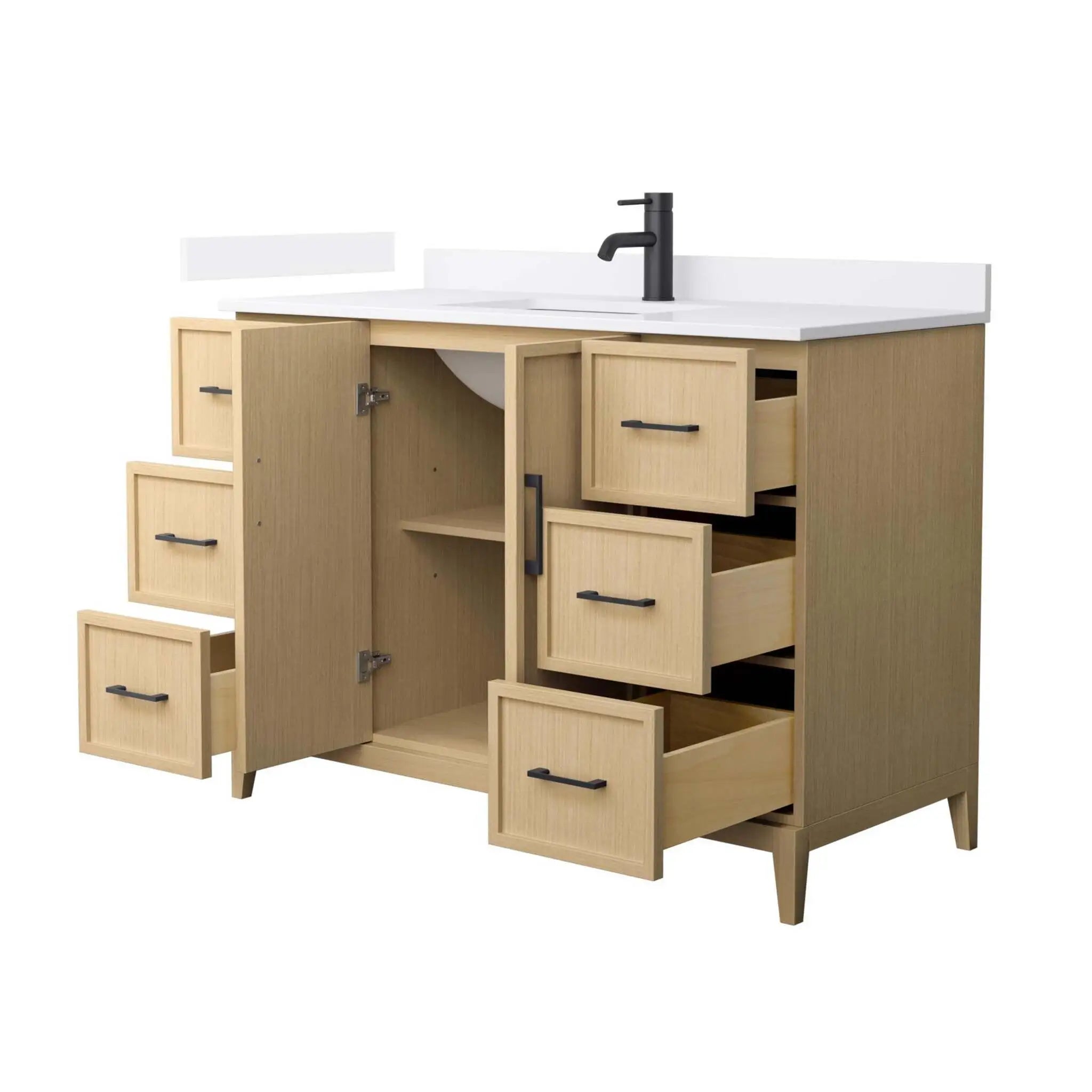 48" Elan Single Bathroom Vanity in White Oak with Matte Black Trim by Wyndham