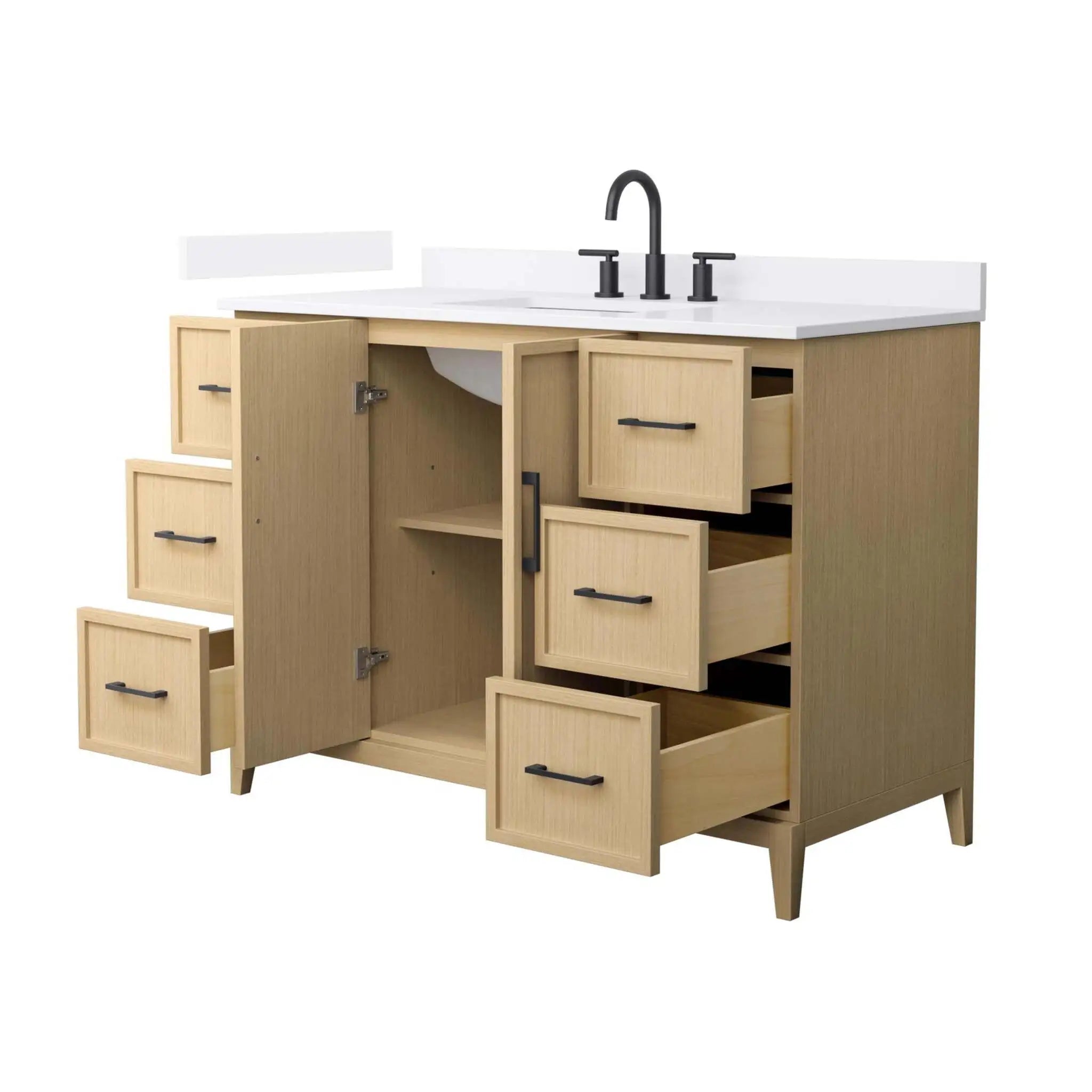 48" Elan Single Bathroom Vanity in White Oak with Matte Black Trim by Wyndham