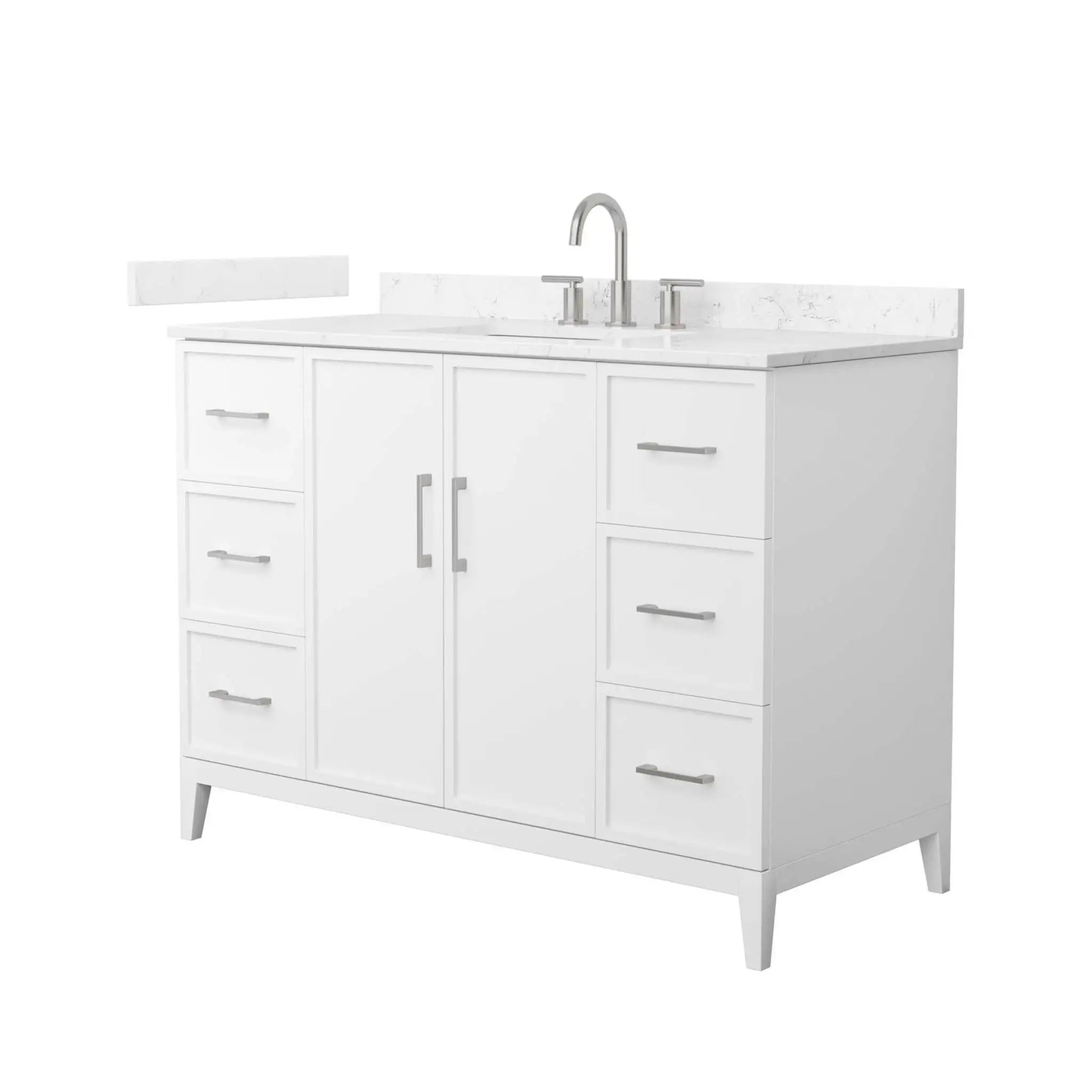 48" Elan Single Bathroom Vanity in White with Brushed Nickel Trim by Wyndham