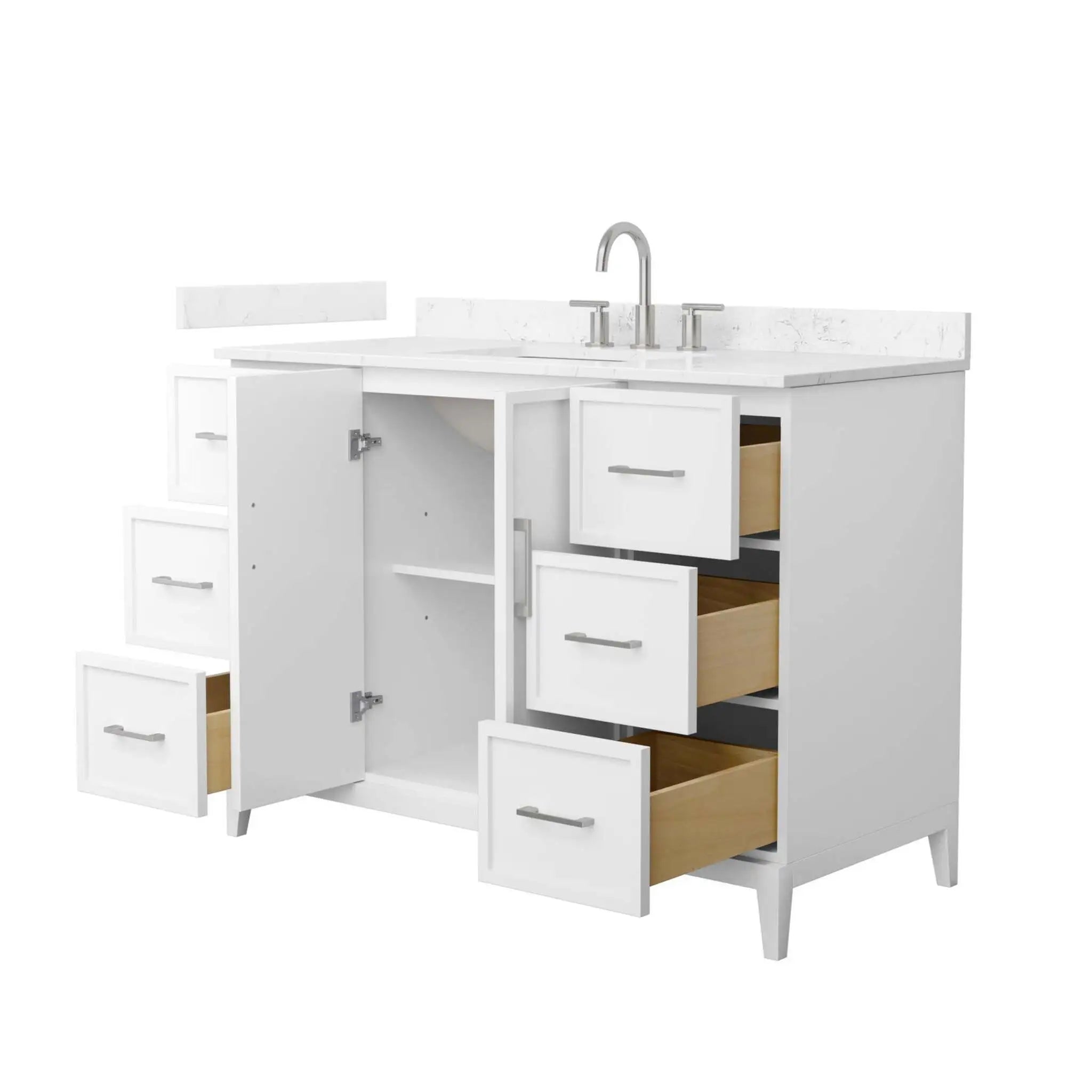 48" Elan Single Bathroom Vanity in White with Brushed Nickel Trim by Wyndham