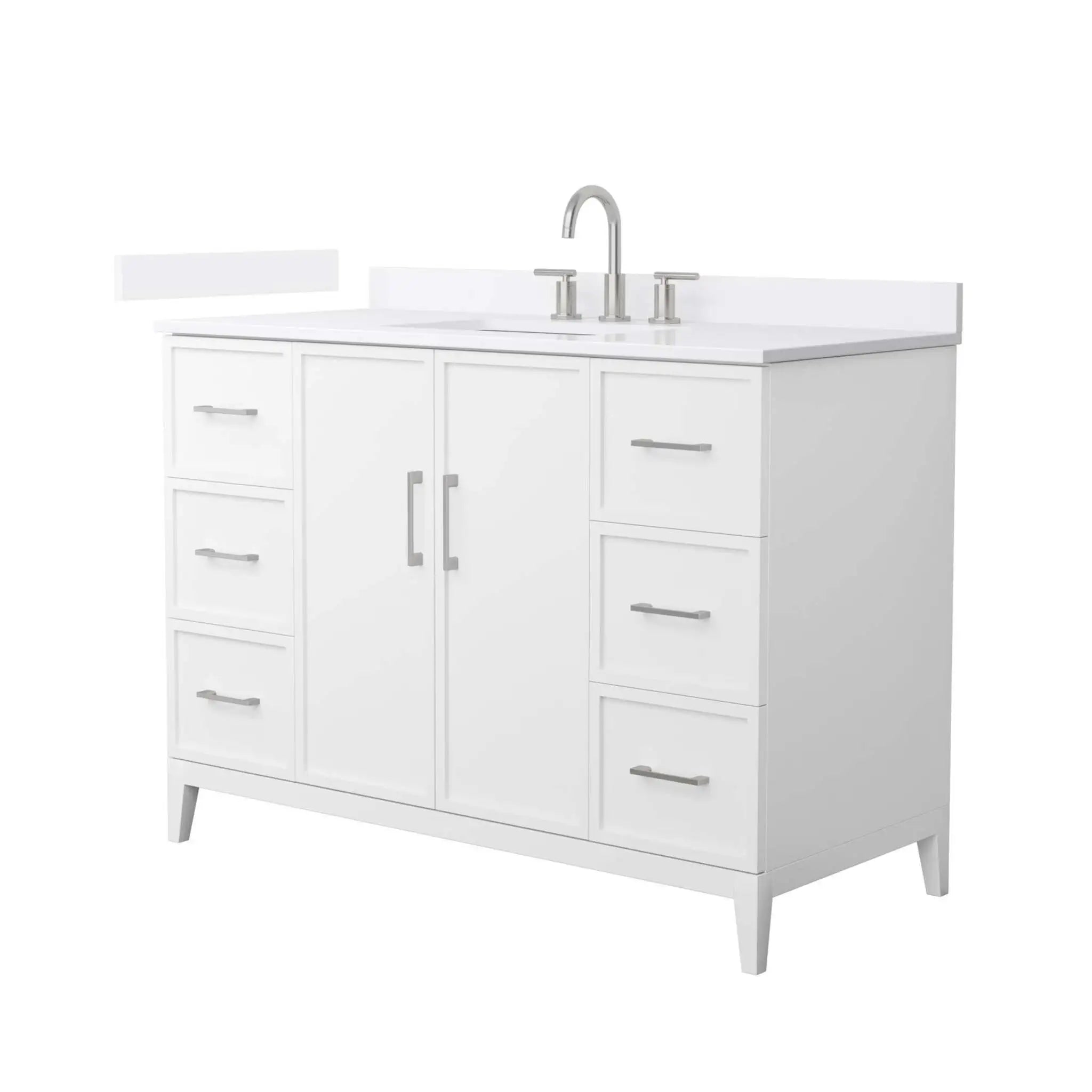 48" Elan Single Bathroom Vanity in White with Brushed Nickel Trim by Wyndham