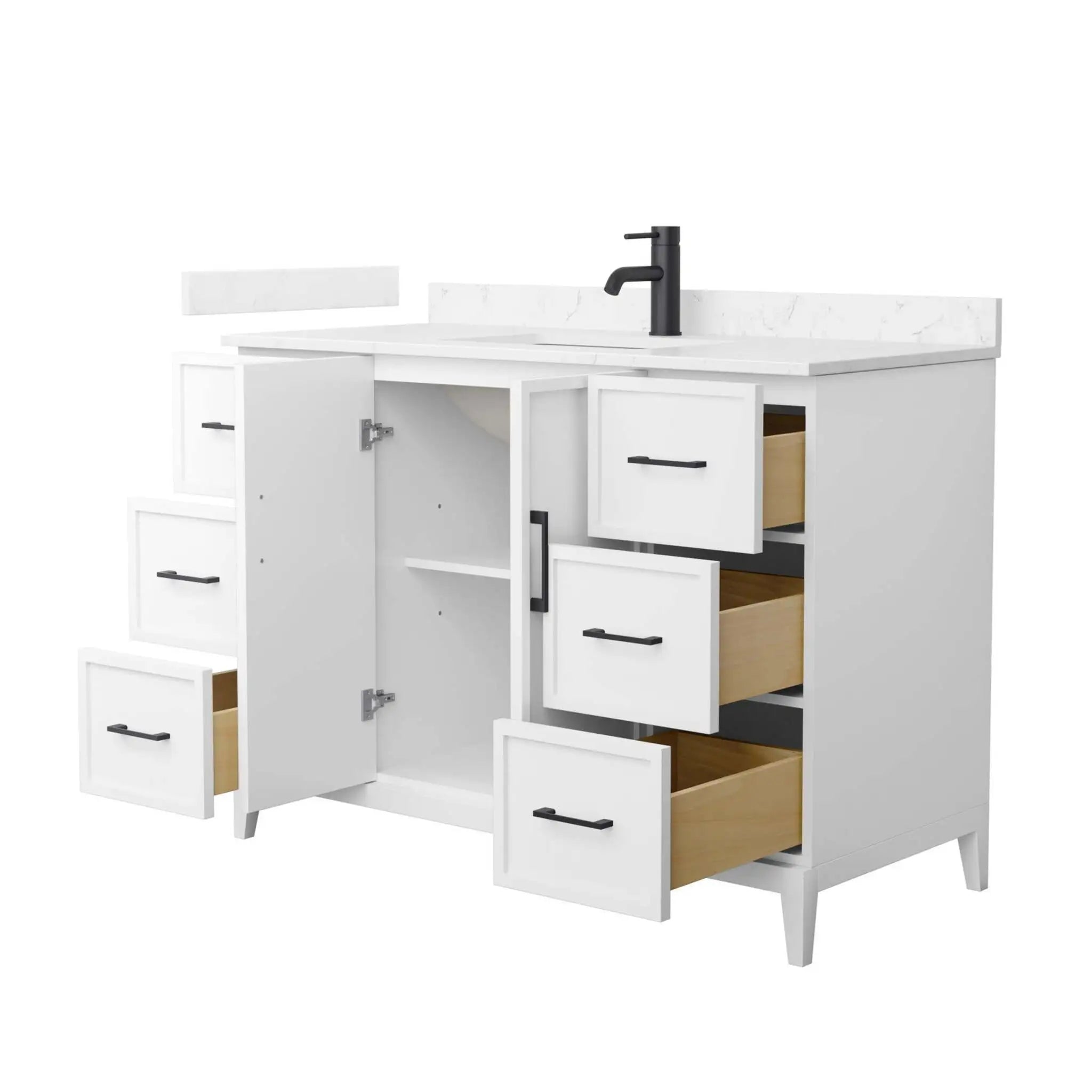 48" Elan Single Bathroom Vanity in White with Matte Black Trim by Wyndham