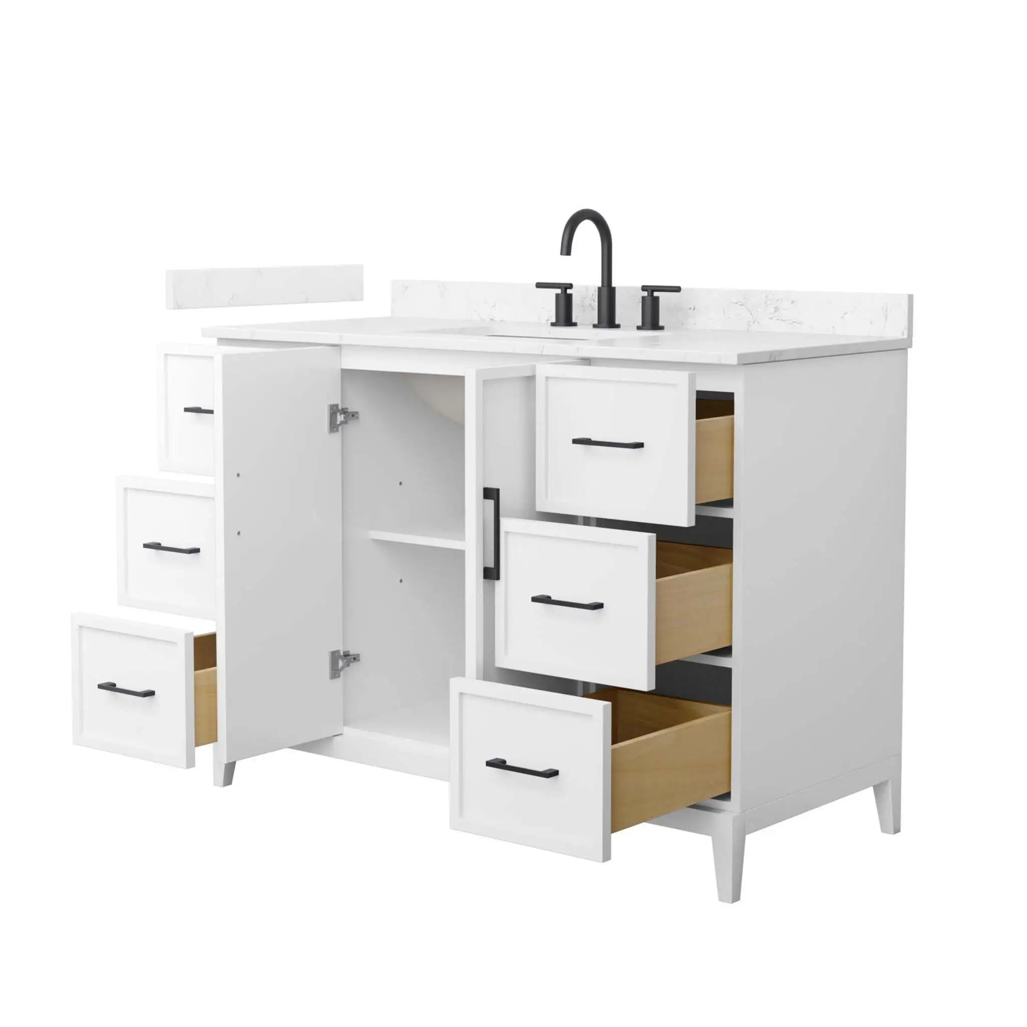 48" Elan Single Bathroom Vanity in White with Matte Black Trim by Wyndham