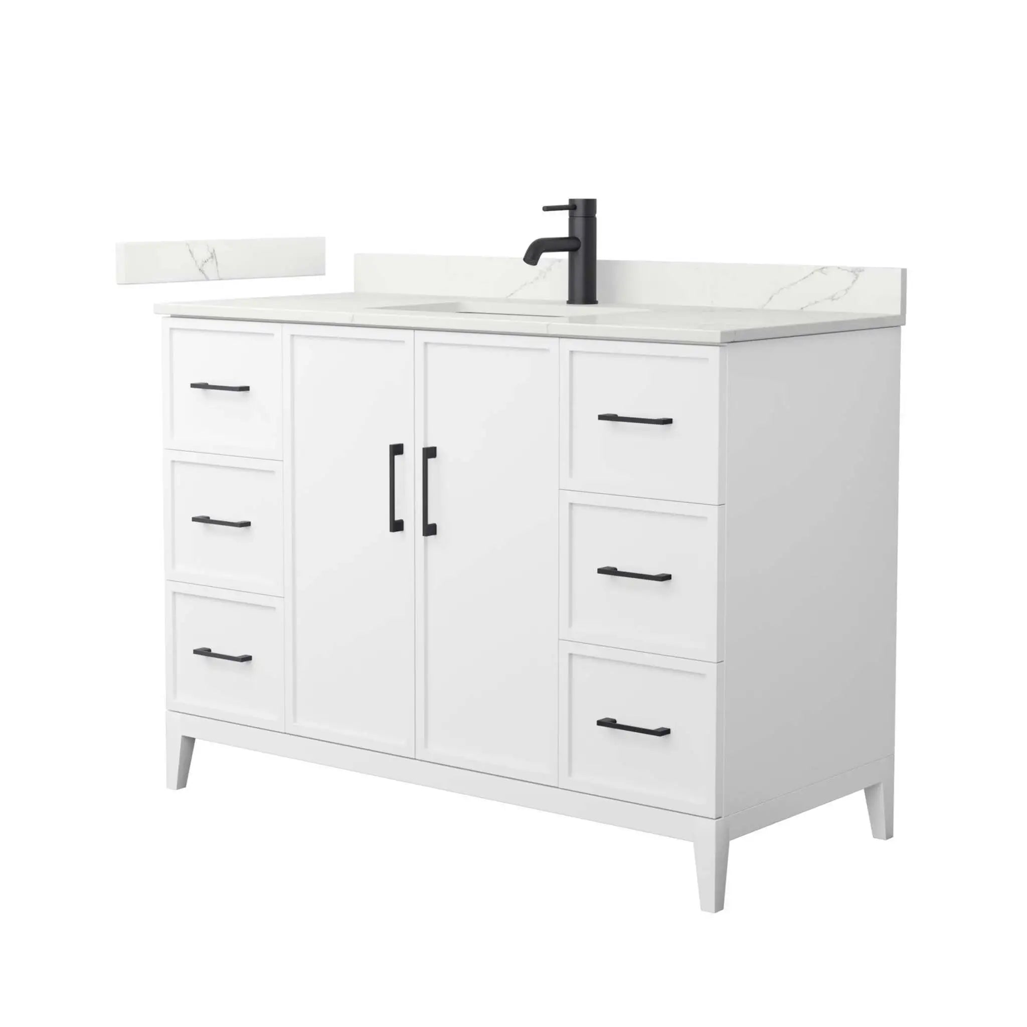 48" Elan Single Bathroom Vanity in White with Matte Black Trim by Wyndham