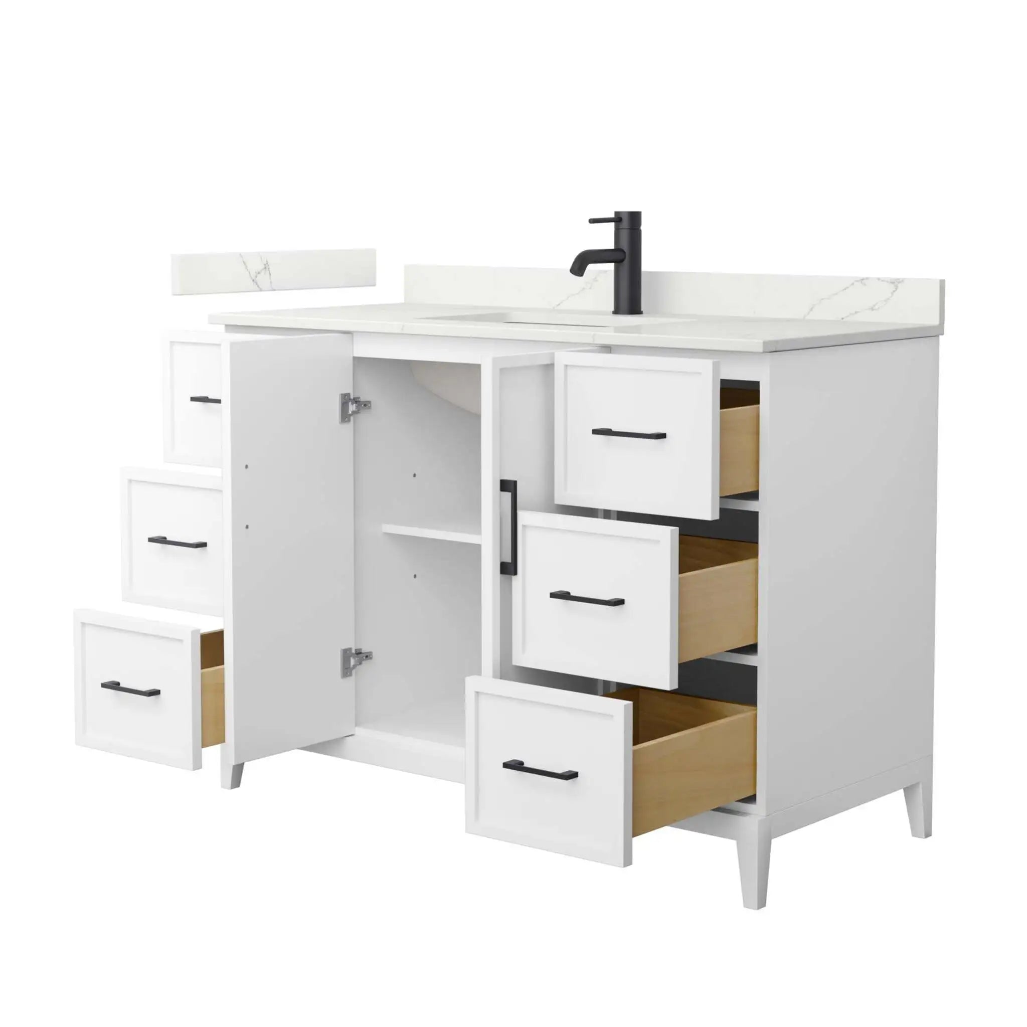 48" Elan Single Bathroom Vanity in White with Matte Black Trim by Wyndham