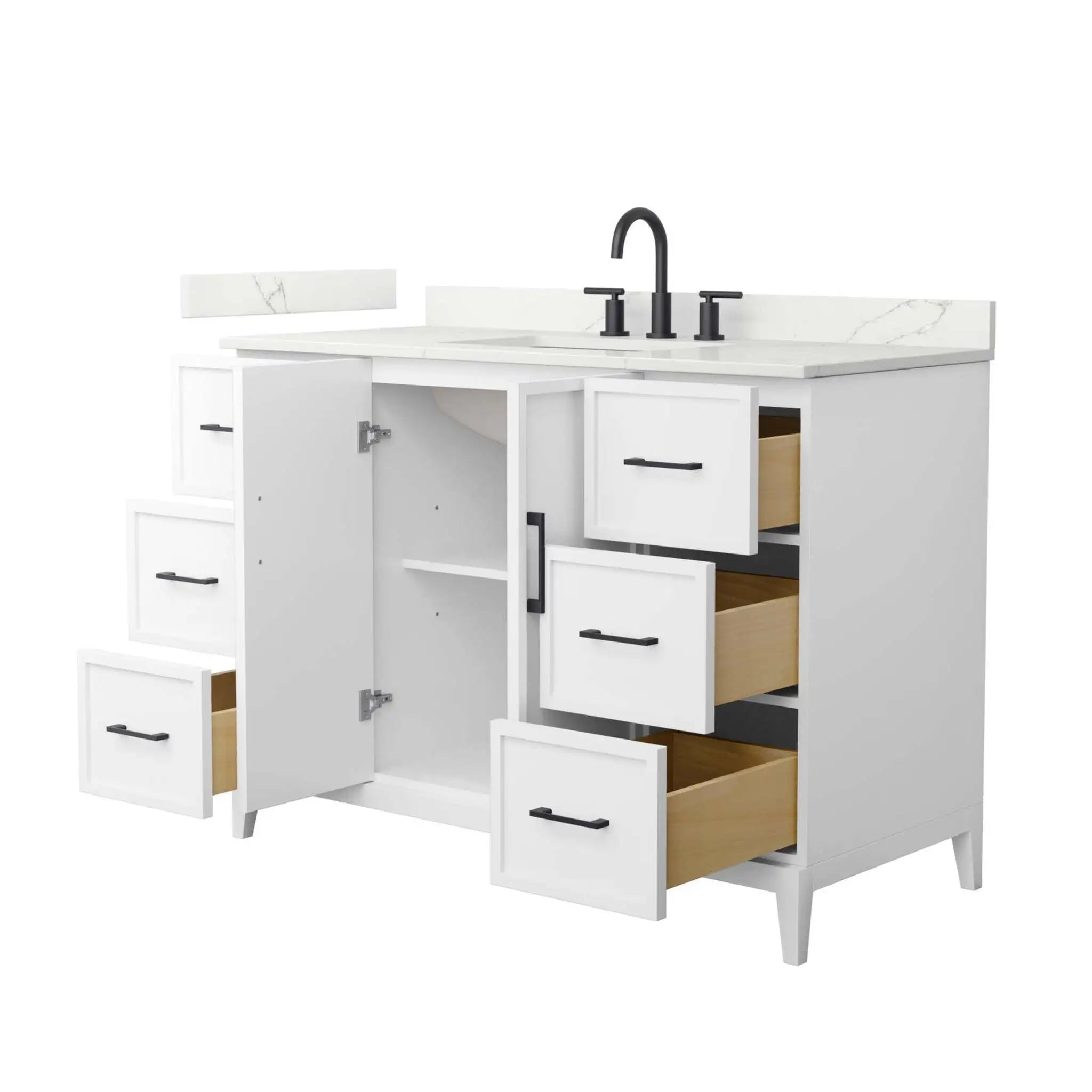 48" Elan Single Bathroom Vanity in White with Matte Black Trim by Wyndham