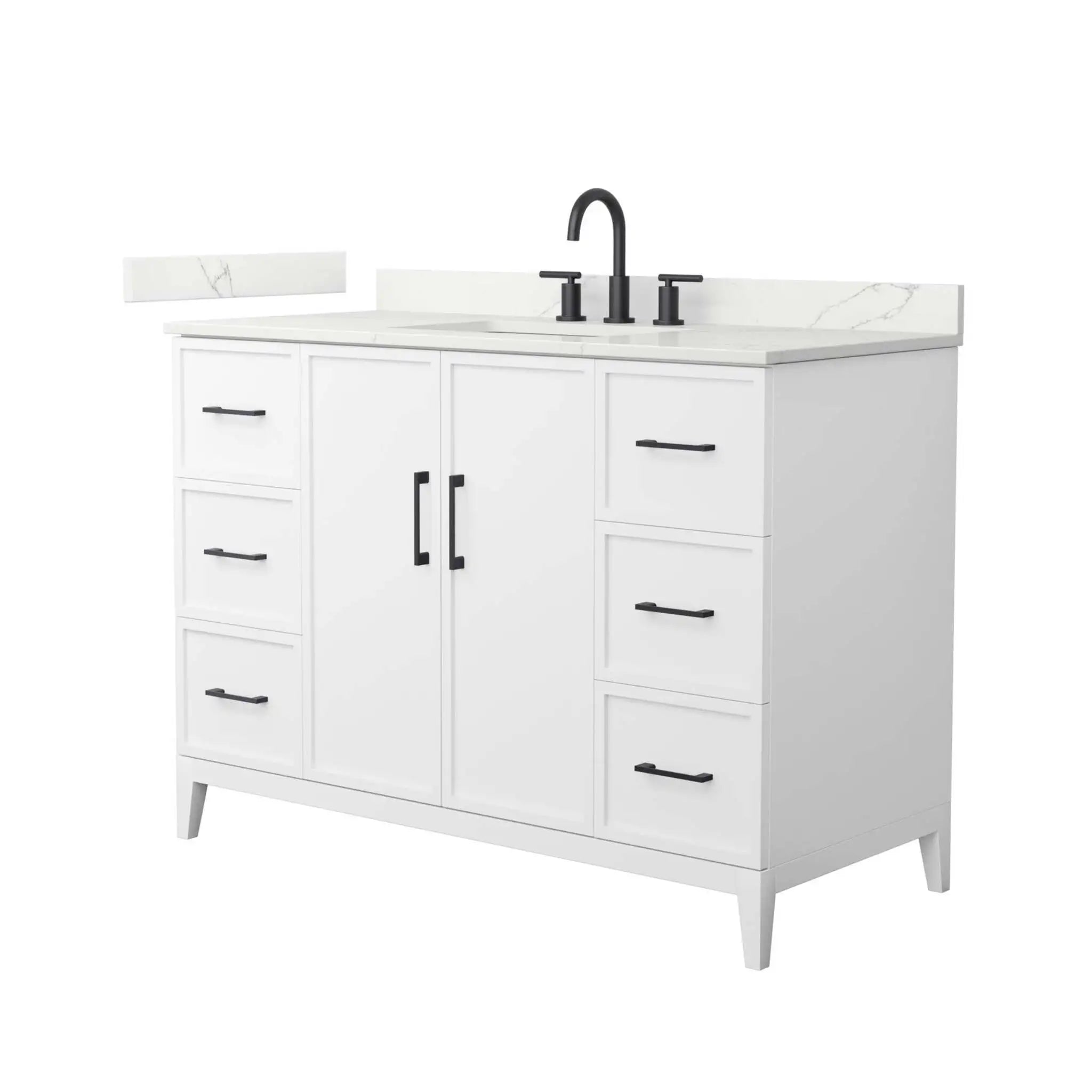 48" Elan Single Bathroom Vanity in White with Matte Black Trim by Wyndham