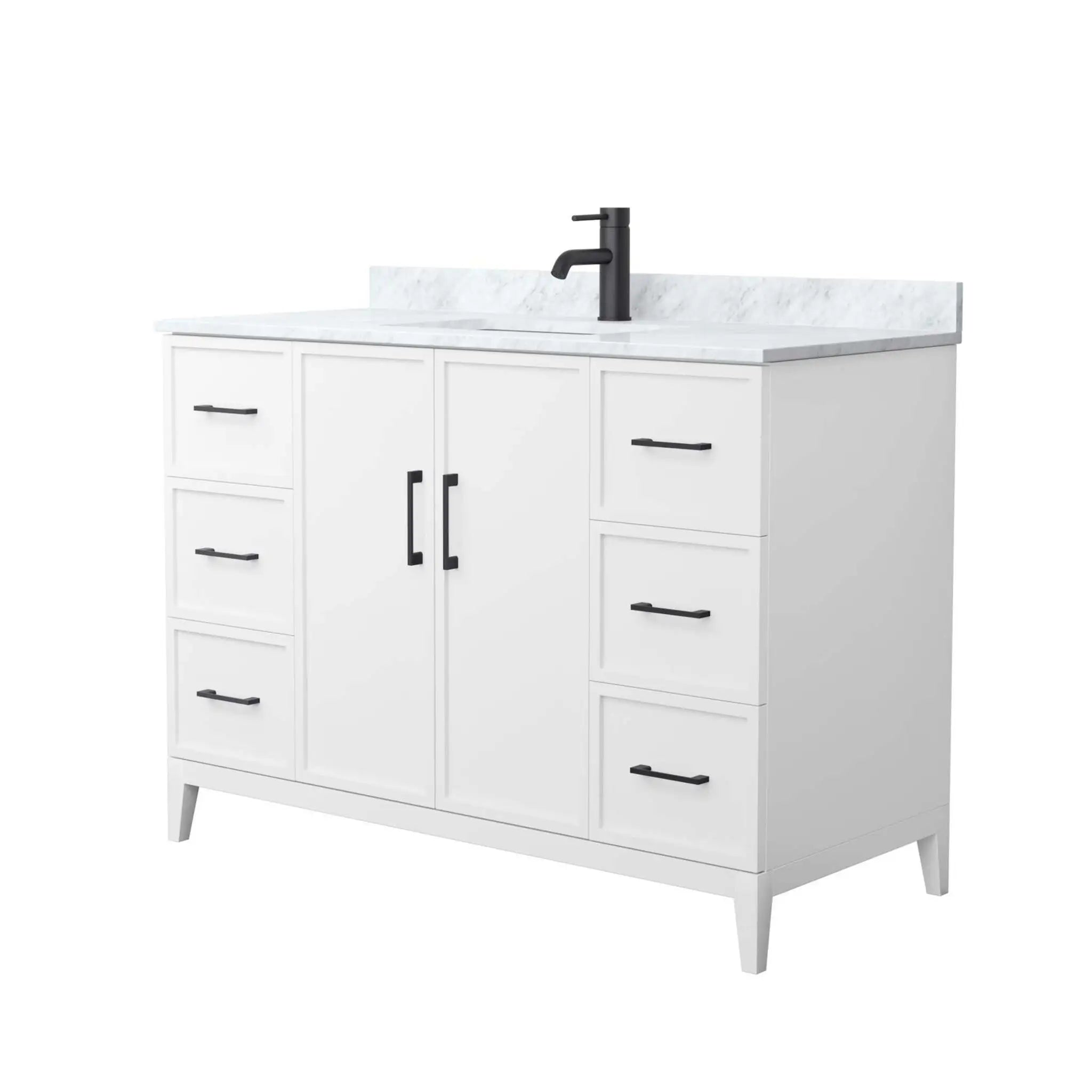 48" Elan Single Bathroom Vanity in White with Matte Black Trim by Wyndham