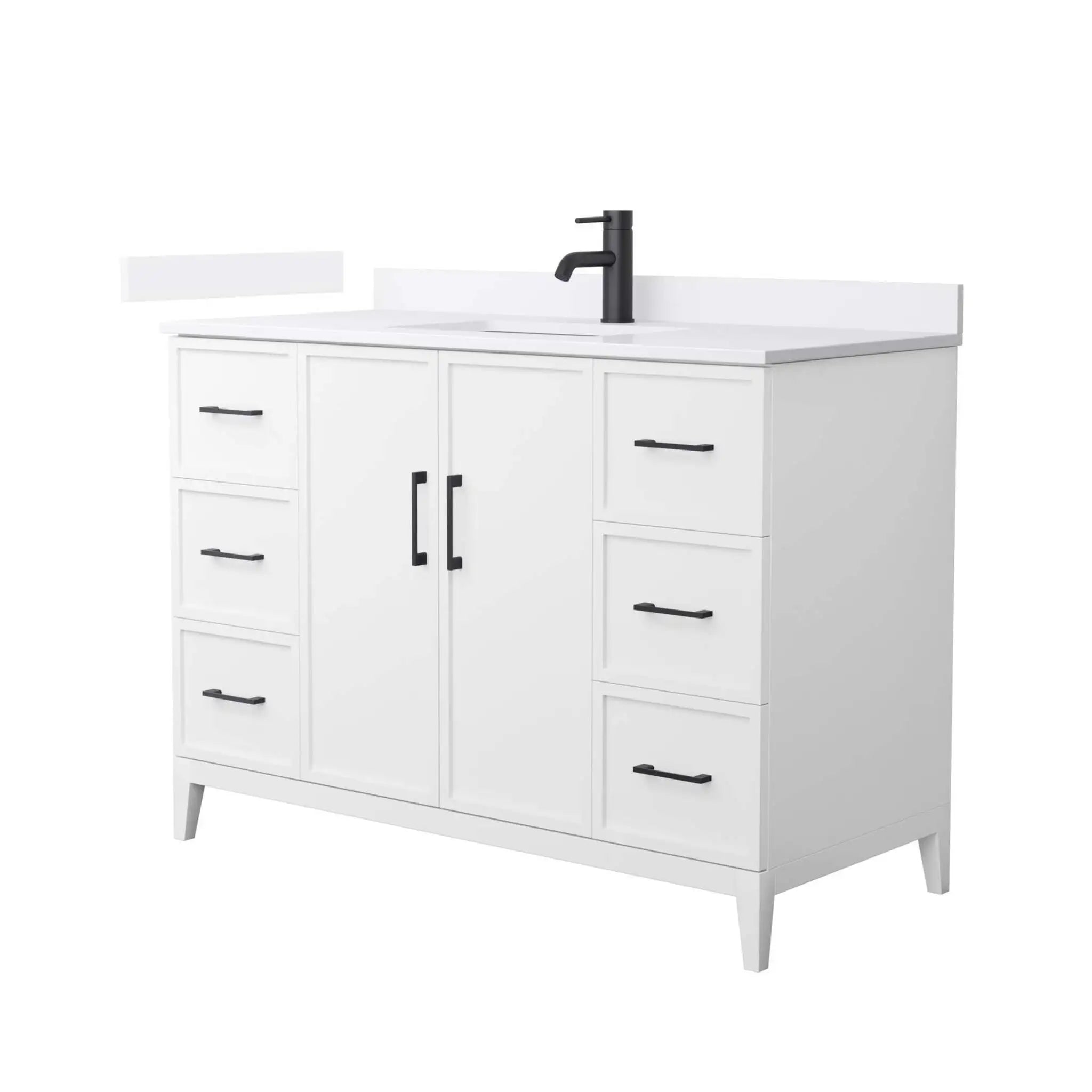48" Elan Single Bathroom Vanity in White with Matte Black Trim by Wyndham