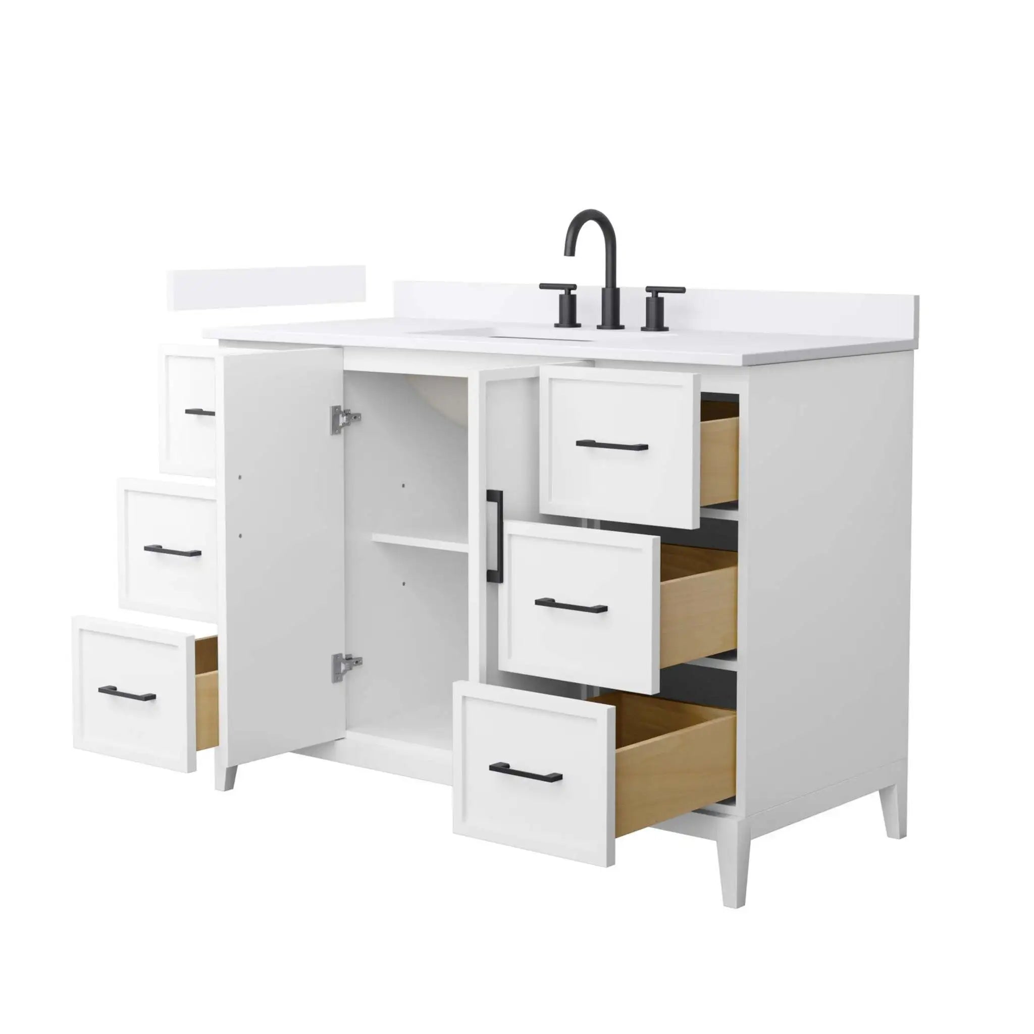 48" Elan Single Bathroom Vanity in White with Matte Black Trim by Wyndham
