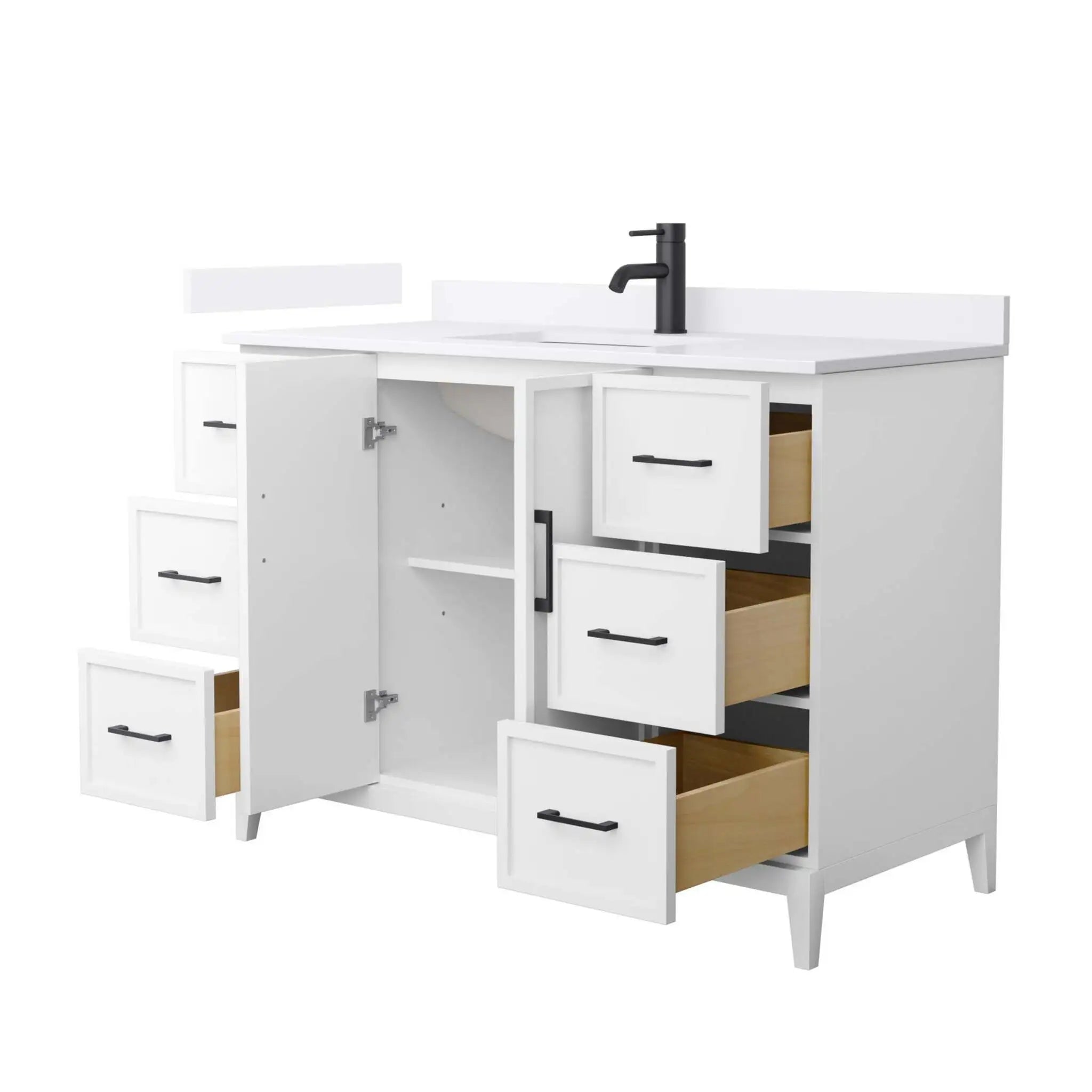 48" Elan Single Bathroom Vanity in White with Matte Black Trim by Wyndham