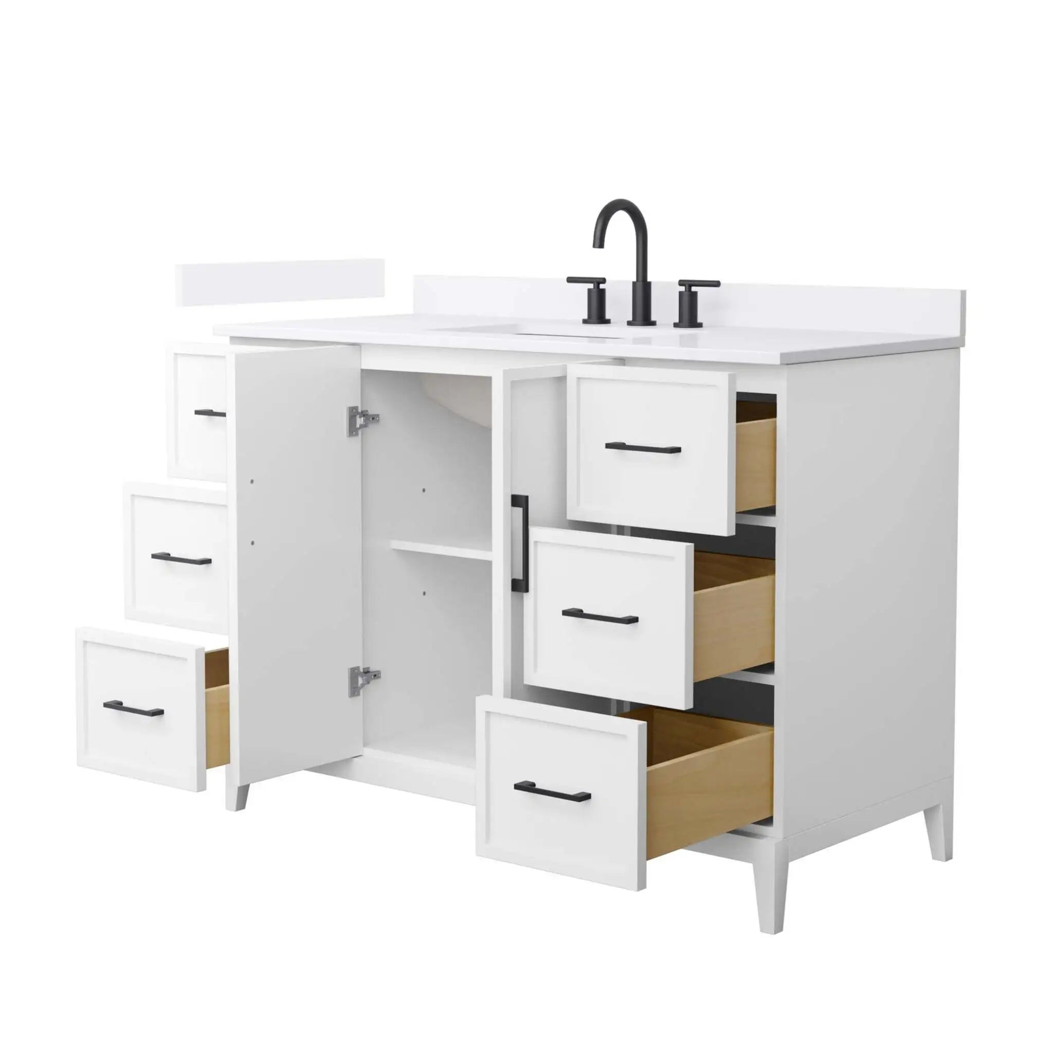 48" Elan Single Bathroom Vanity in White with Matte Black Trim by Wyndham