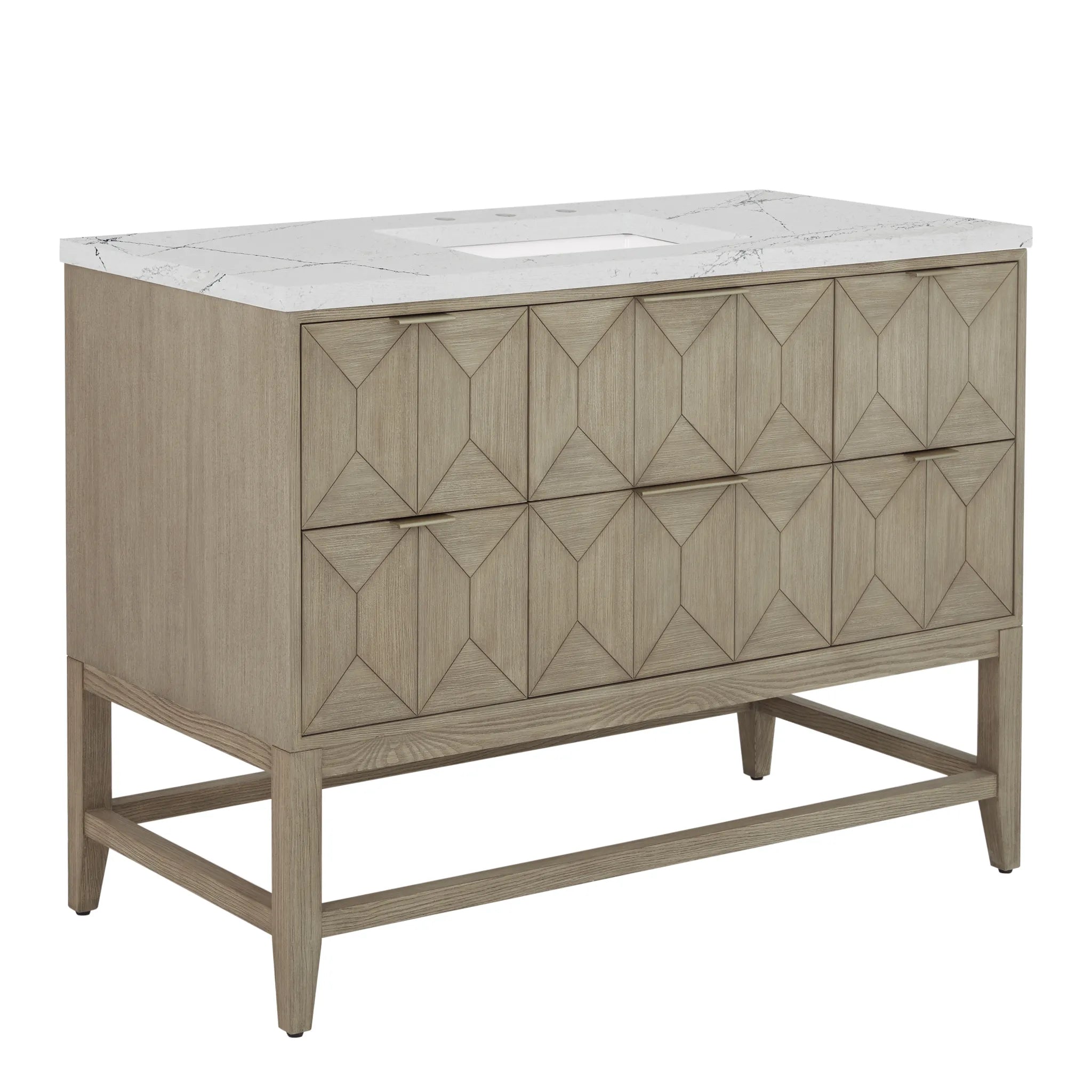 48" Emmeline Single Vanity in Pebble Oak-Ethereal Noctis Silestone-8" Widespread image 8
