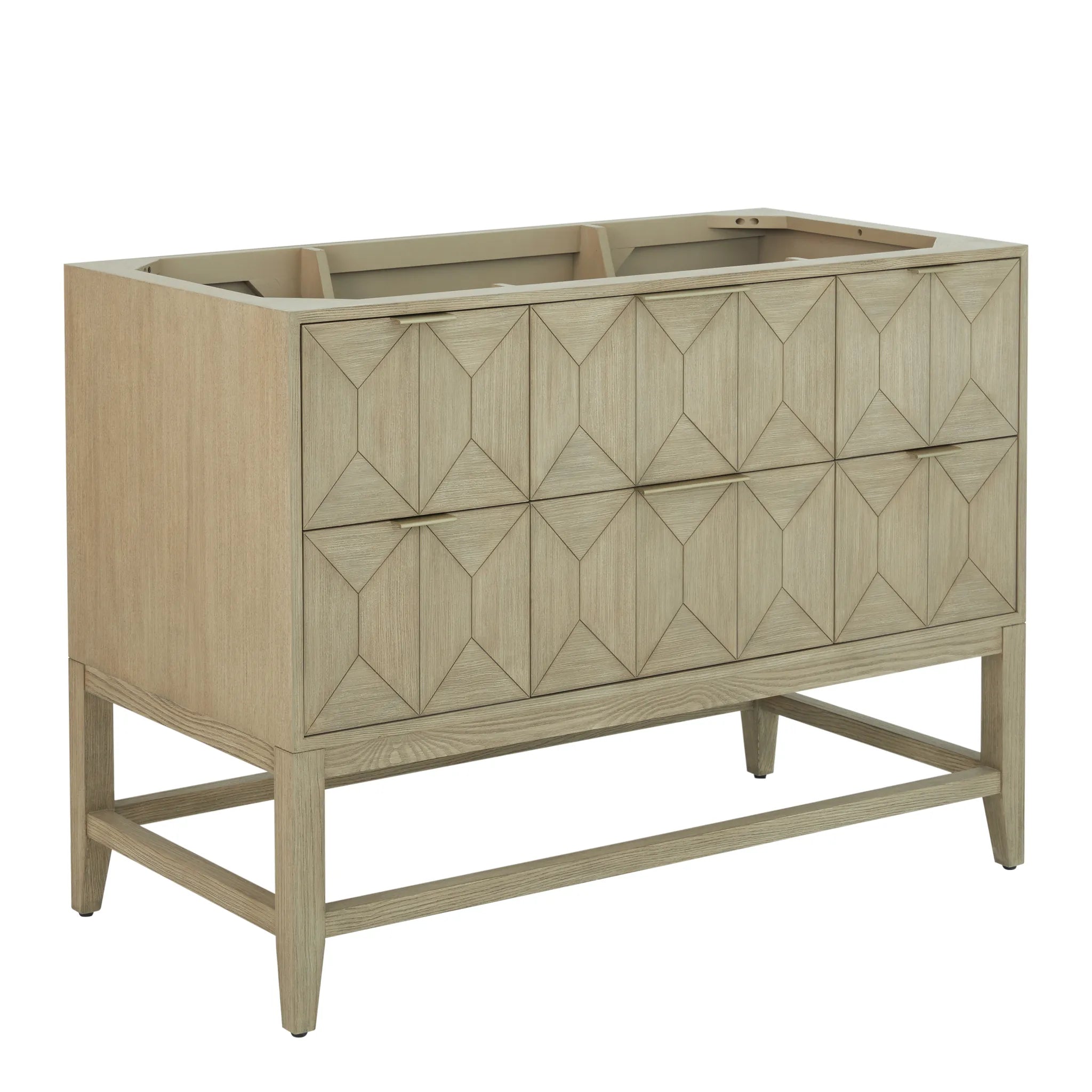 48" Emmeline Single Vanity in Pebble Oak-White Zeus Silestone-8" Widespread image 2