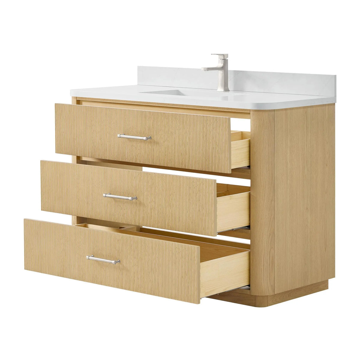 48" Francesca Single Bathroom Vanity Scandinavian Oak Brushed Nickel Trim by wyndham View 3