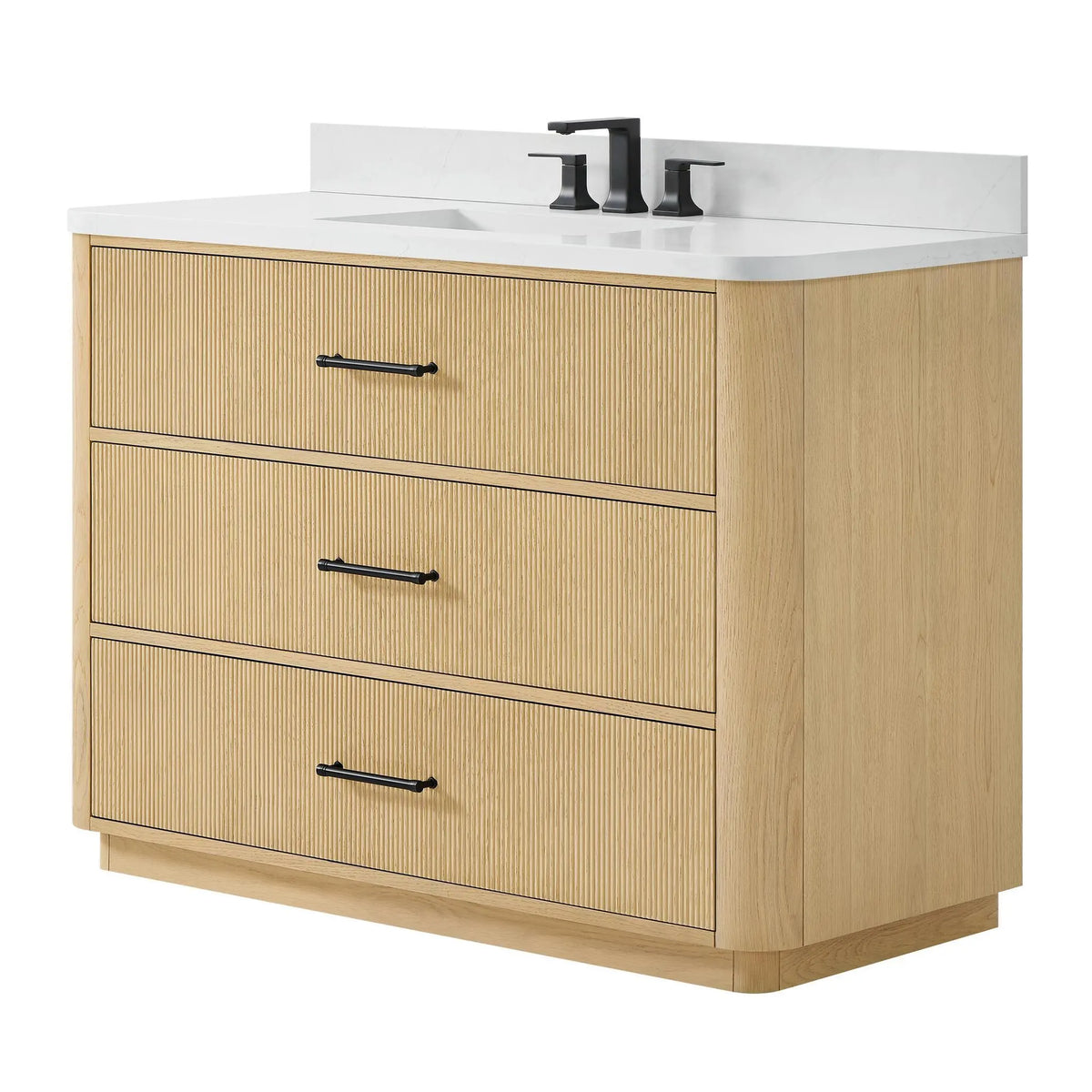 48" Francesca Single Bathroom Vanity Scandinavian Oak Matte Black Trim by wyndham View 10