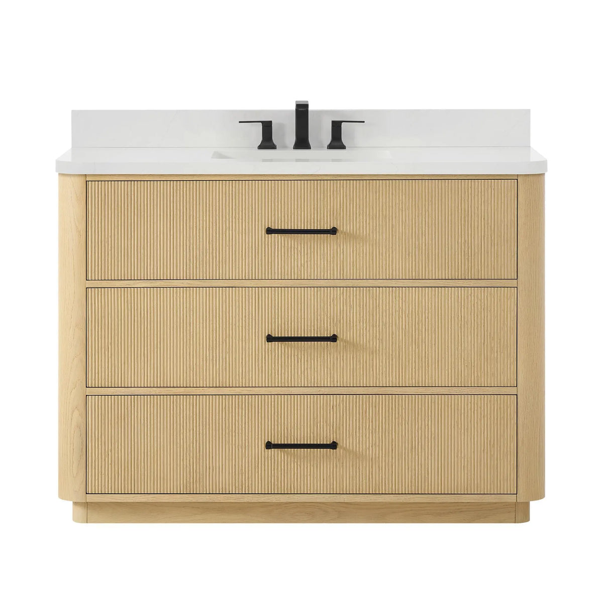 48" Francesca Single Bathroom Vanity Scandinavian Oak Matte Black Trim by wyndham View 6