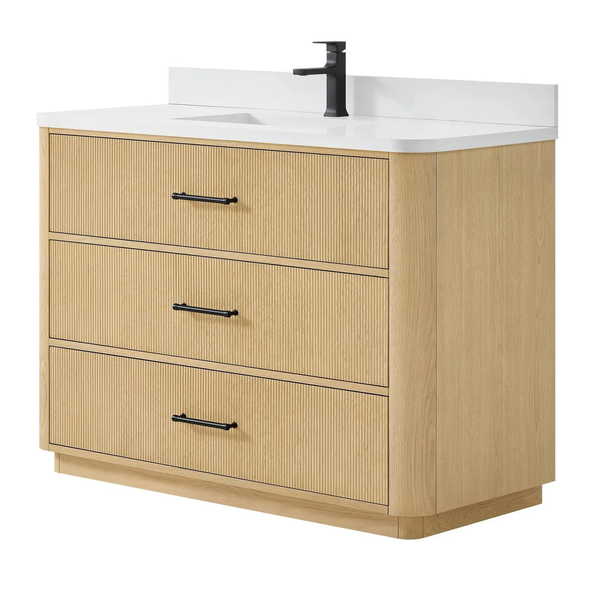 48" Francesca Single Bathroom Vanity Scandinavian Oak Matte Black Trim by wyndham View 15