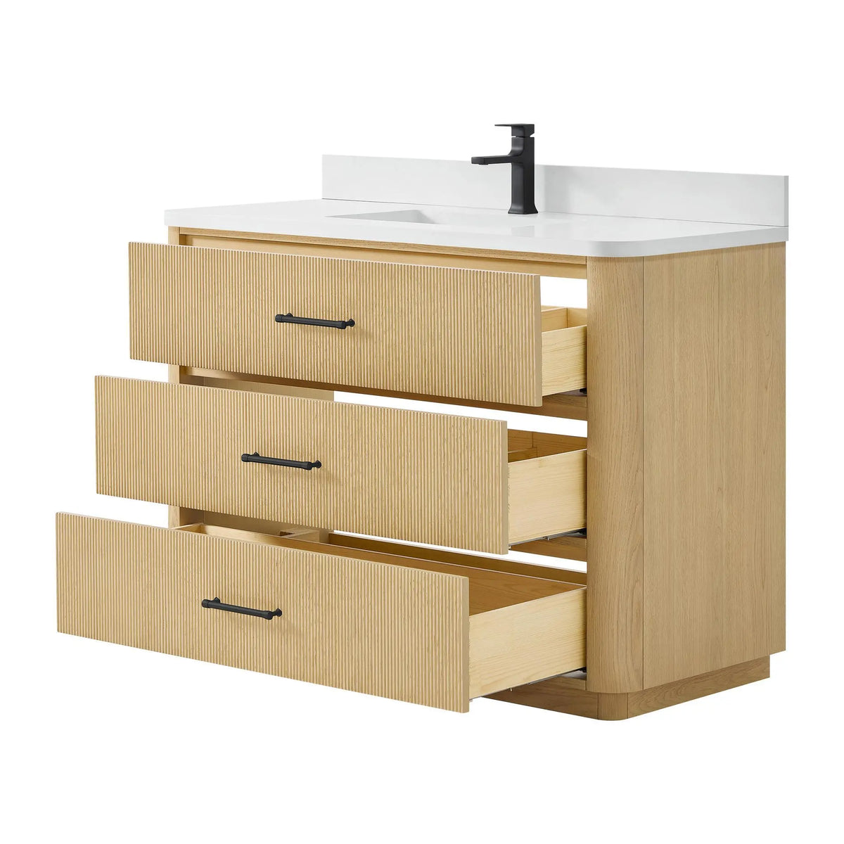 48" Francesca Single Bathroom Vanity Scandinavian Oak Matte Black Trim by wyndham View 13