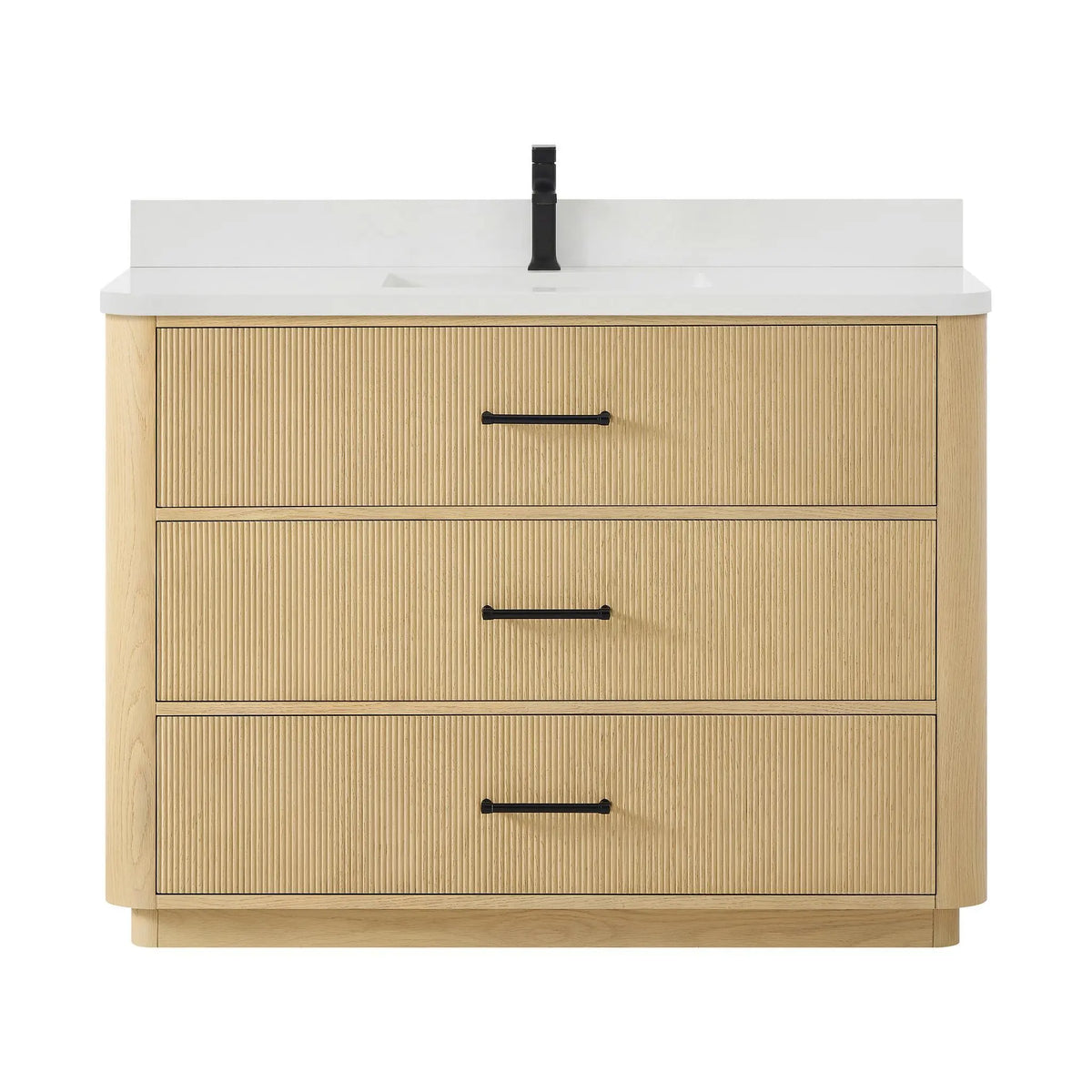 48" Francesca Single Bathroom Vanity Scandinavian Oak Matte Black Trim by wyndham View 11