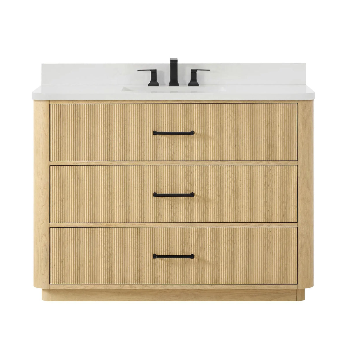 48" Francesca Single Bathroom Vanity Scandinavian Oak Matte Black Trim by wyndham View 16