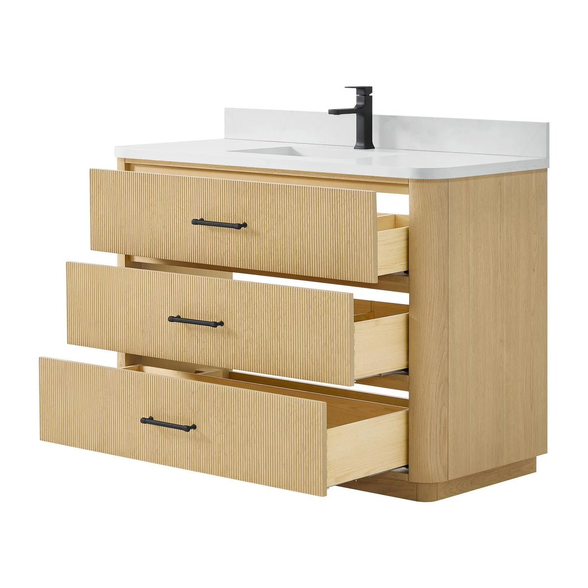 48" Francesca Single Bathroom Vanity Scandinavian Oak Matte Black Trim by wyndham View 3