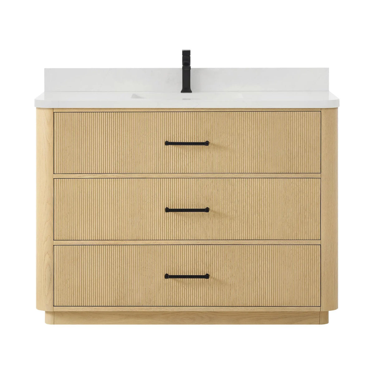 48" Francesca Single Bathroom Vanity Scandinavian Oak Matte Black Trim by wyndham View 1