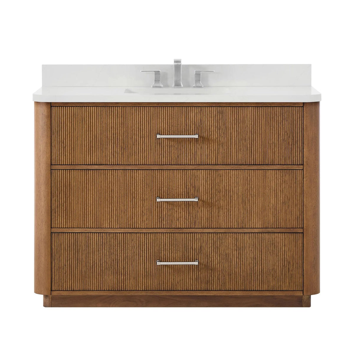 48" Francesca Single Bathroom Vanity Toasted Walnut Brushed Nickel Trim by wyndham View 6