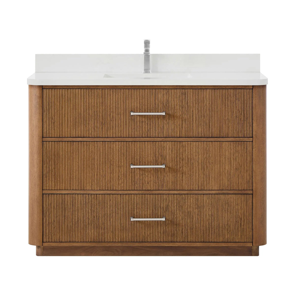 48" Francesca Single Bathroom Vanity Toasted Walnut Brushed Nickel Trim by wyndham View 11