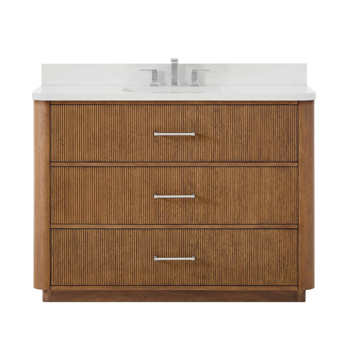 48" Francesca Single Bathroom Vanity Toasted Walnut Brushed Nickel Trim by wyndham View 16